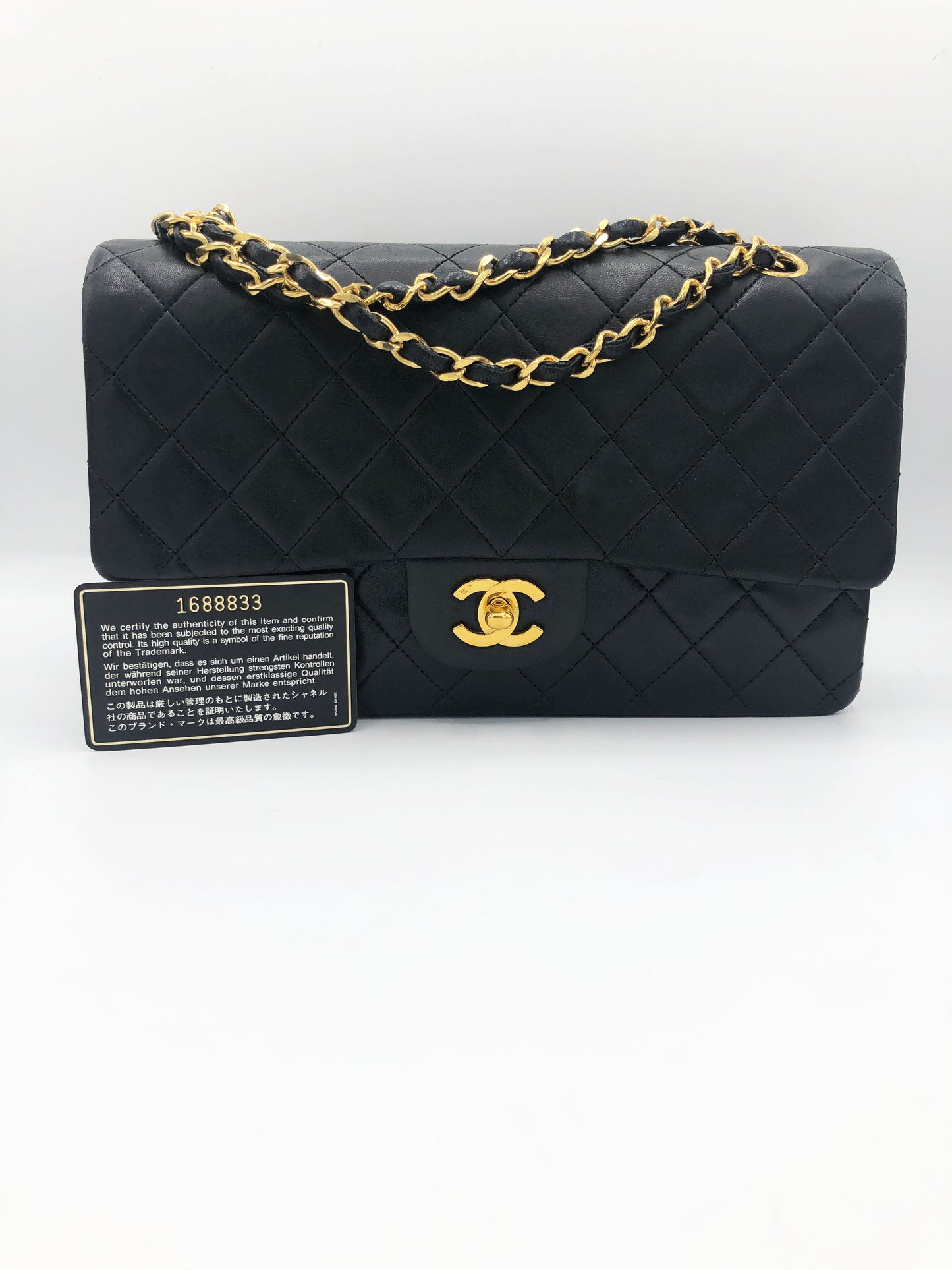 Sac Chanel Classique / Timeless 25 Vintage en cuir noir