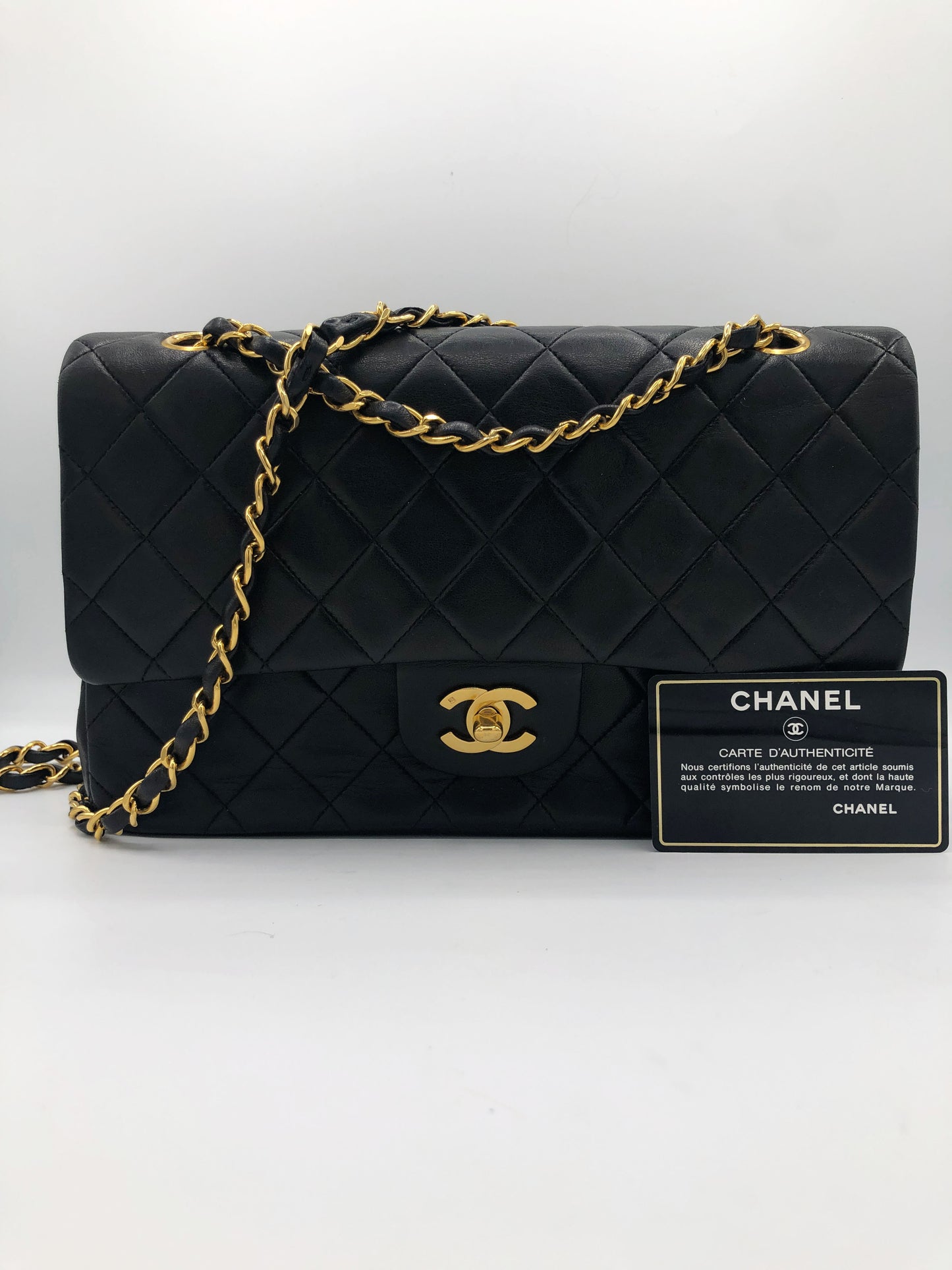 SAC CHANEL BANDOULIERE TIMELESS / CLASSIQUE AGNEAU NOIR