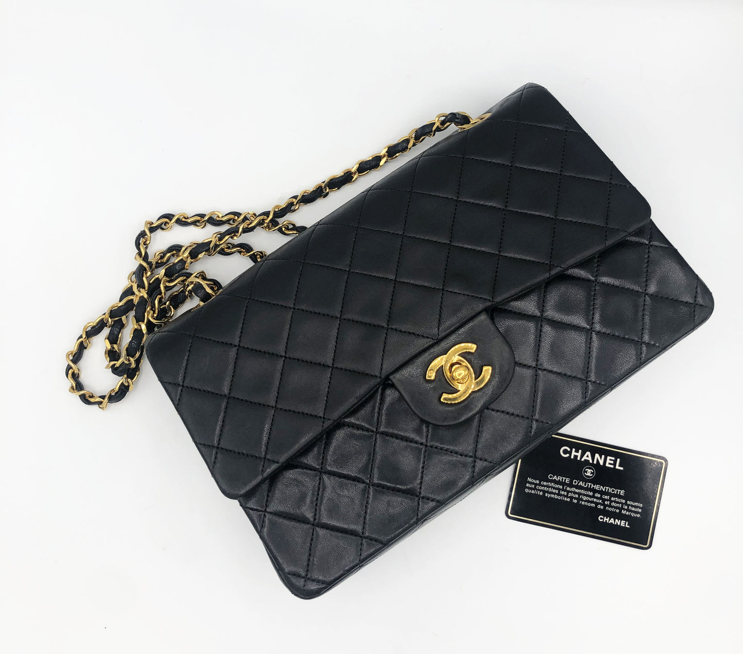 Sac Chanel Classique / Timeless 25 Vintage en cuir noir