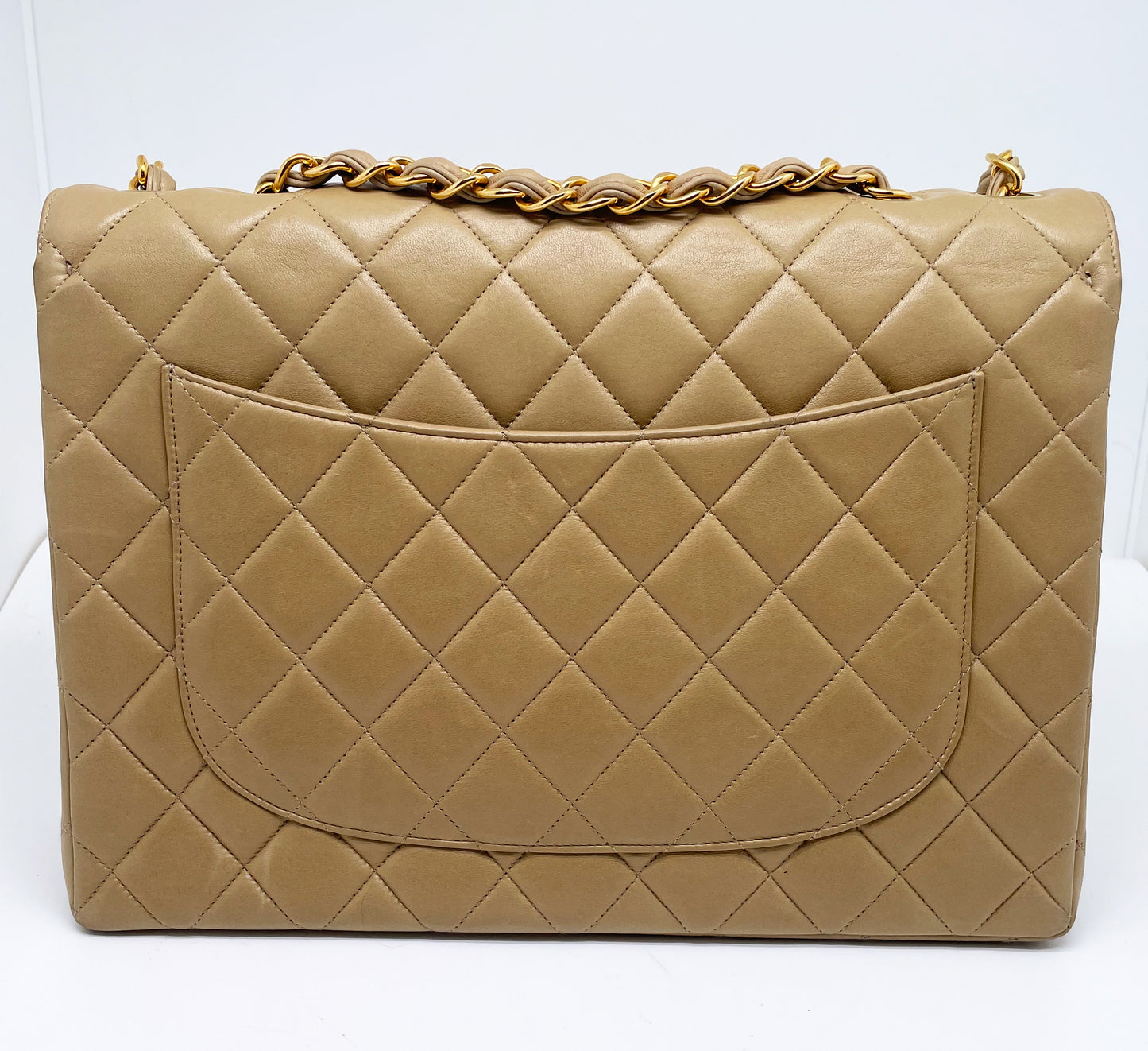 Sublime Sac à main Chanel Timeless / Classique Jumbo à rabat Beige single flap - Soline