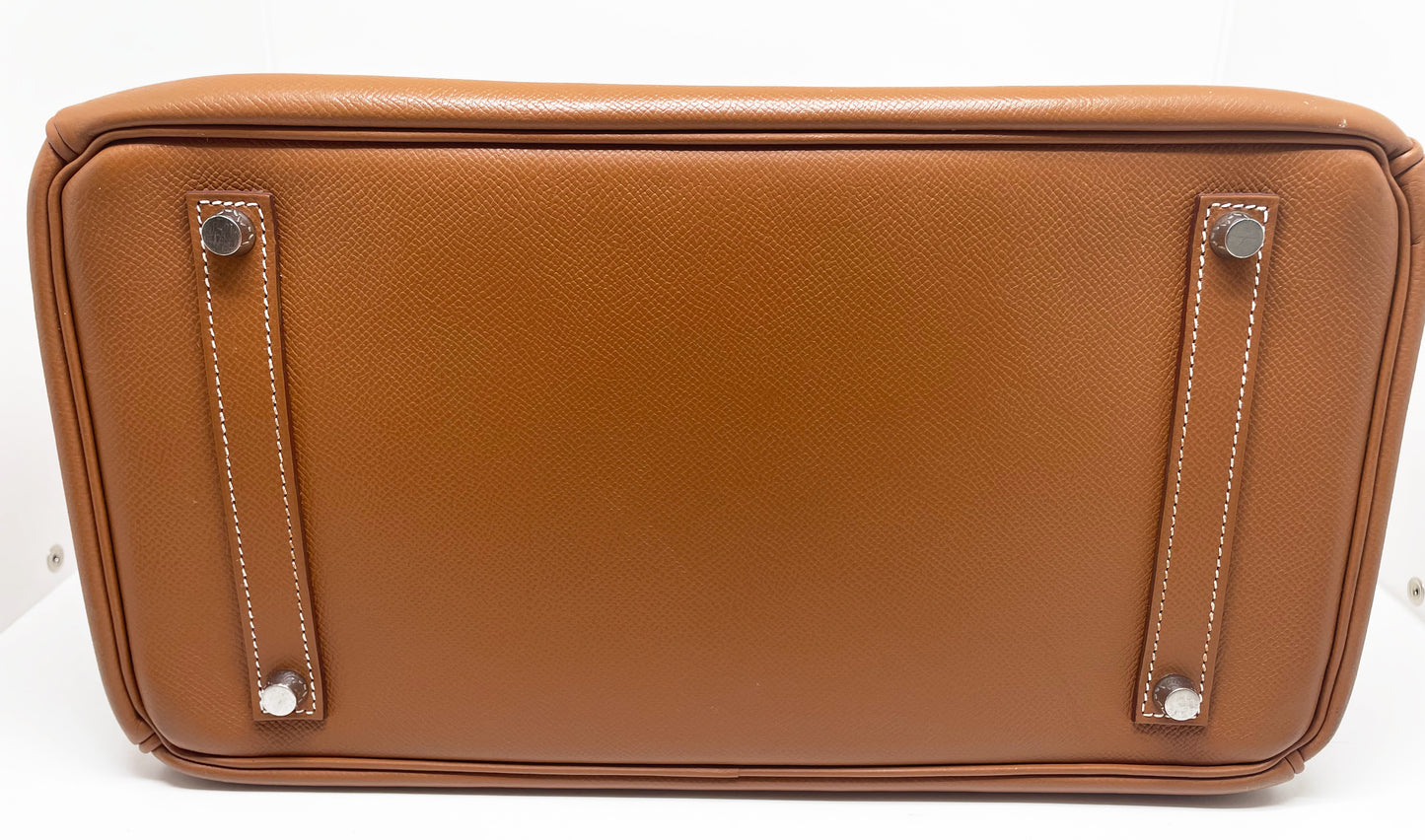 Sac à main Hermès Birkin 35 Gold en cuir Espom et couture blanche - Soline