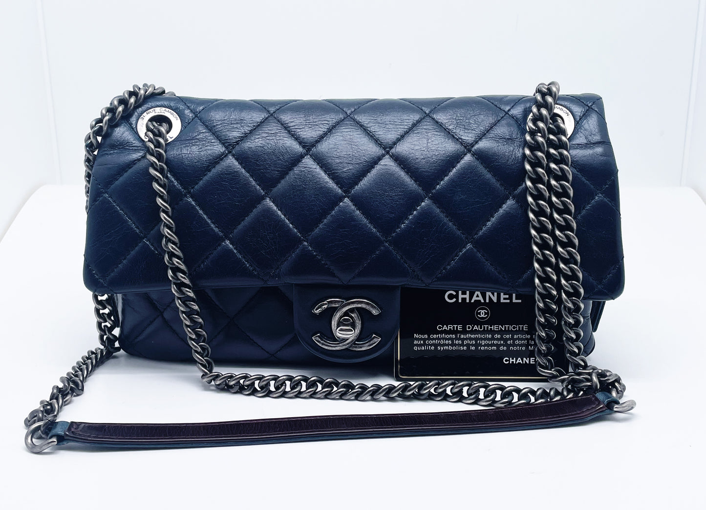 Super Sac Chanel Timeless en cuir d'agneau bleu - Soline