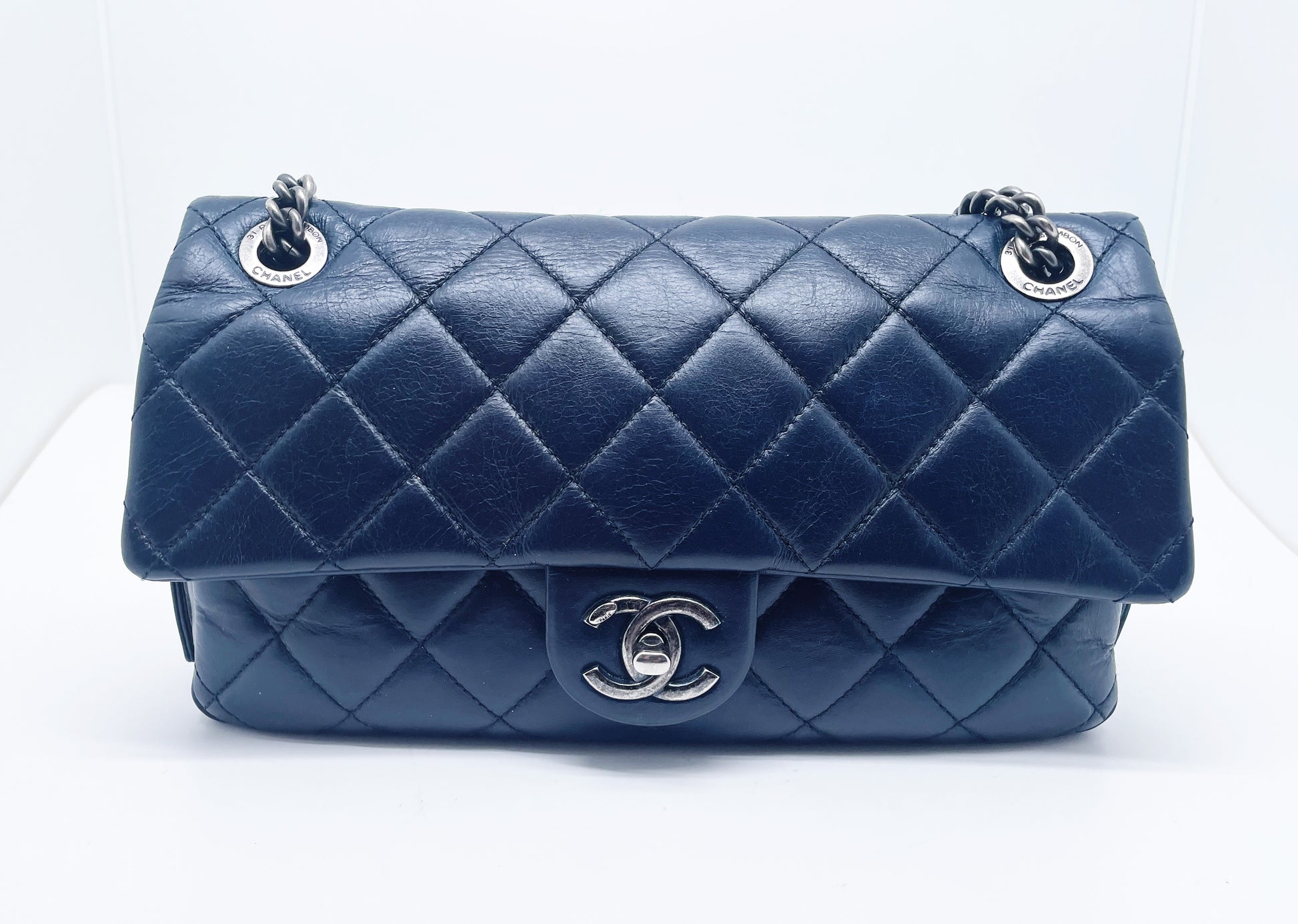Super Sac Chanel Timeless en cuir d'agneau bleu - Soline