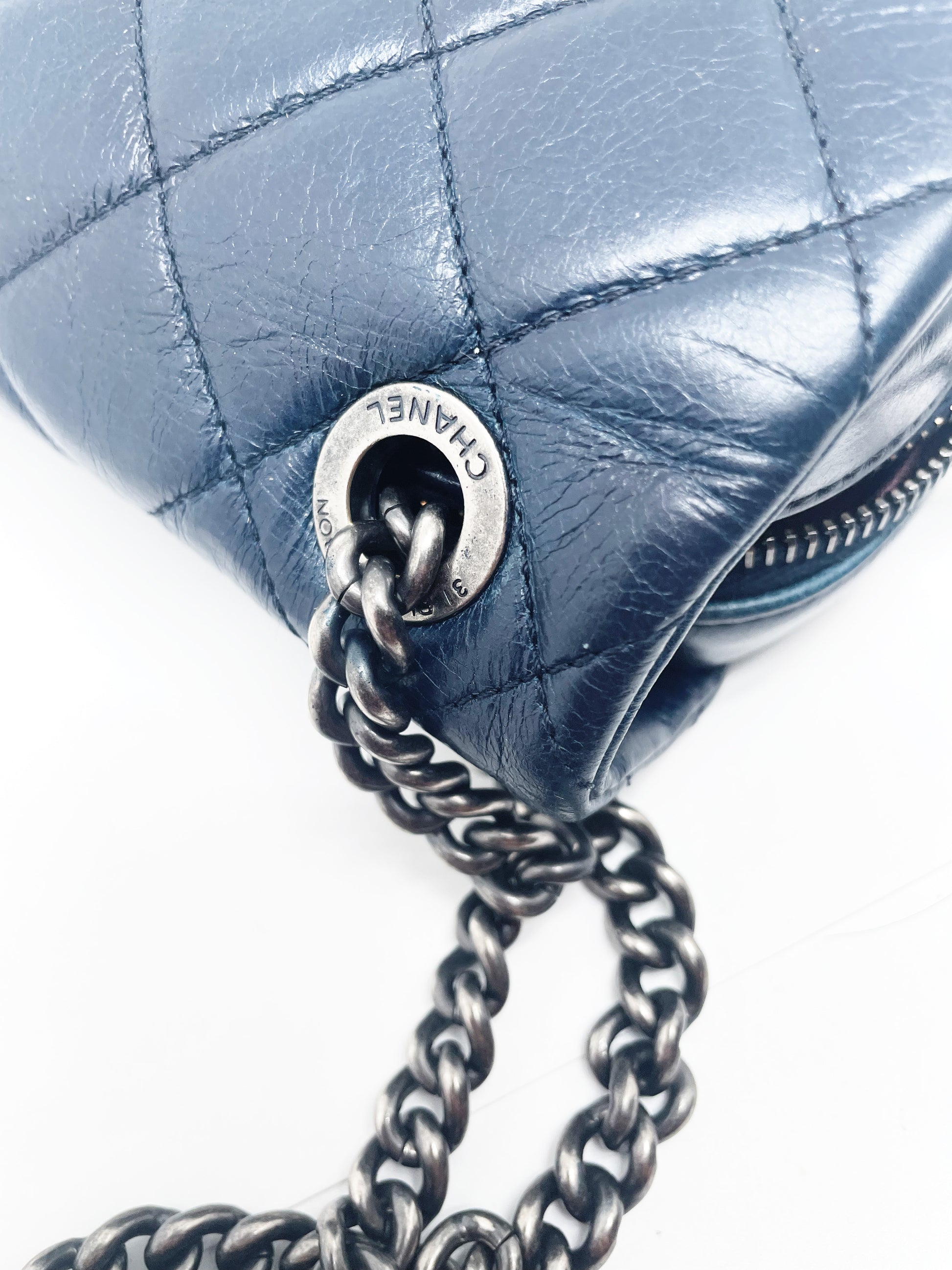 Super Sac Chanel Timeless en cuir d'agneau bleu - Soline