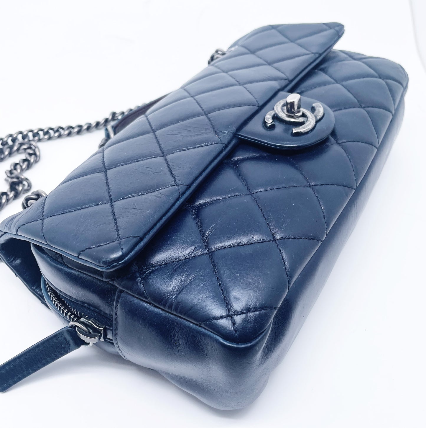 Super Sac Chanel Timeless en cuir d'agneau bleu - Soline