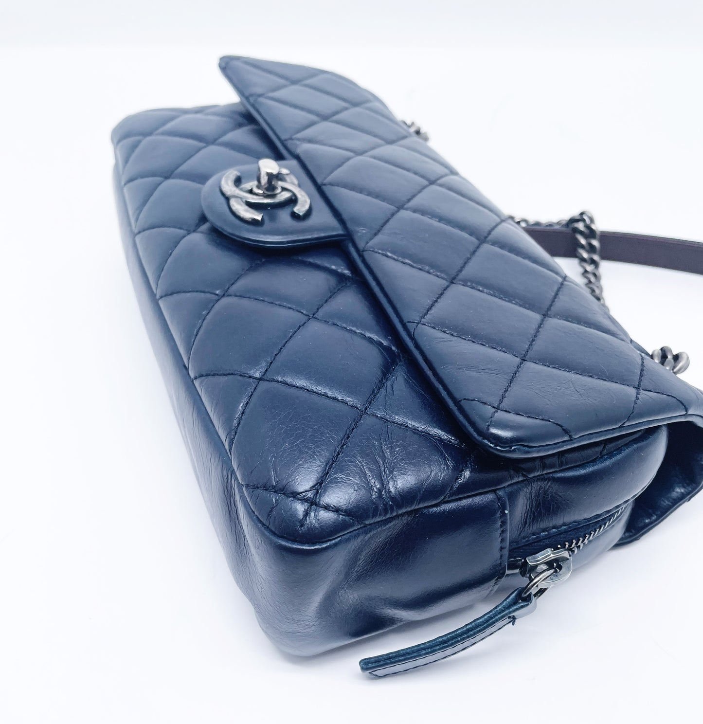 Super Sac Chanel Timeless en cuir d'agneau bleu - Soline