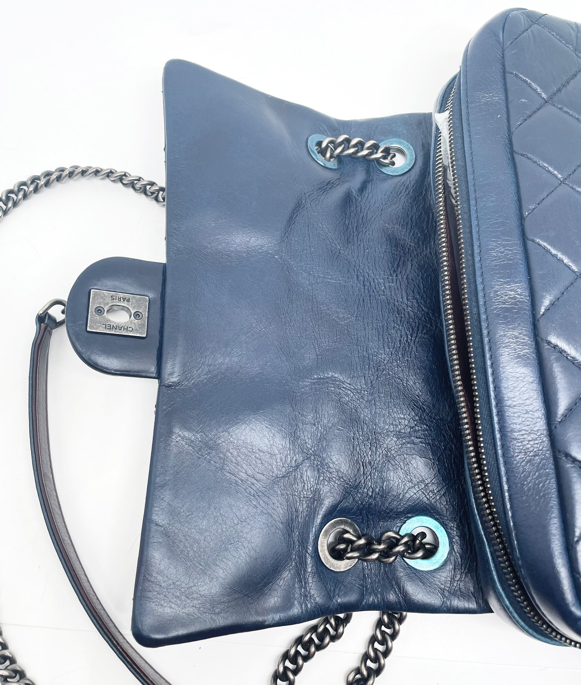 Super Sac Chanel Timeless en cuir d'agneau bleu - Soline