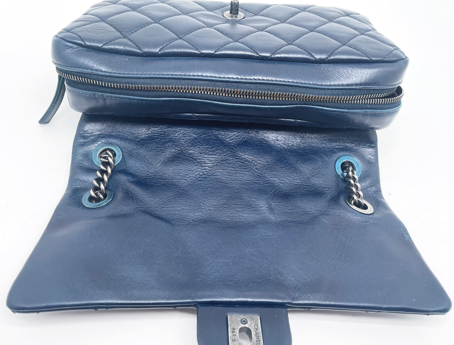 Super Sac Chanel Timeless en cuir d'agneau bleu - Soline