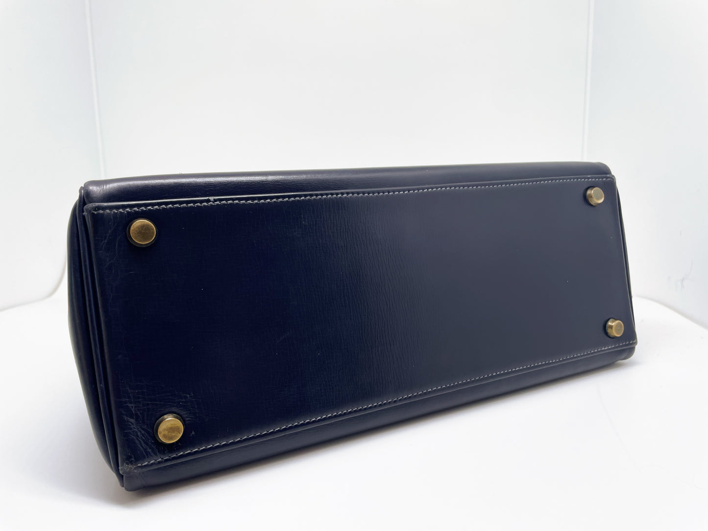 Sac à main Hermès Kelly 28 cm en Box Bleu - Soline