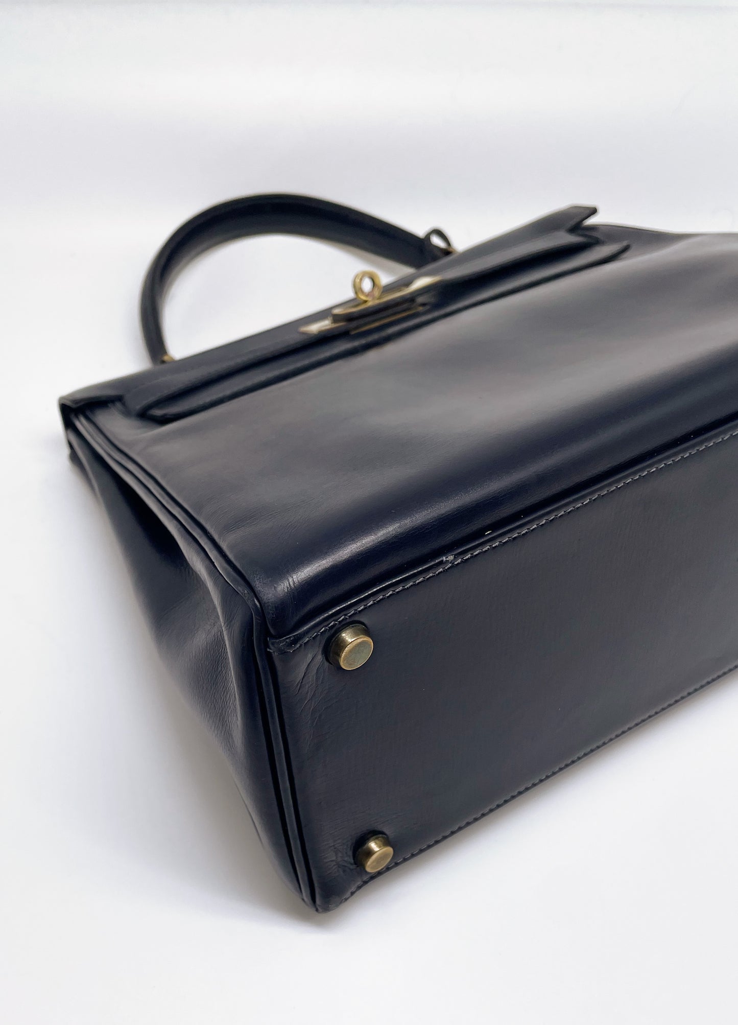 Sac à main Hermès Kelly 28 cm en Box Bleu - Soline