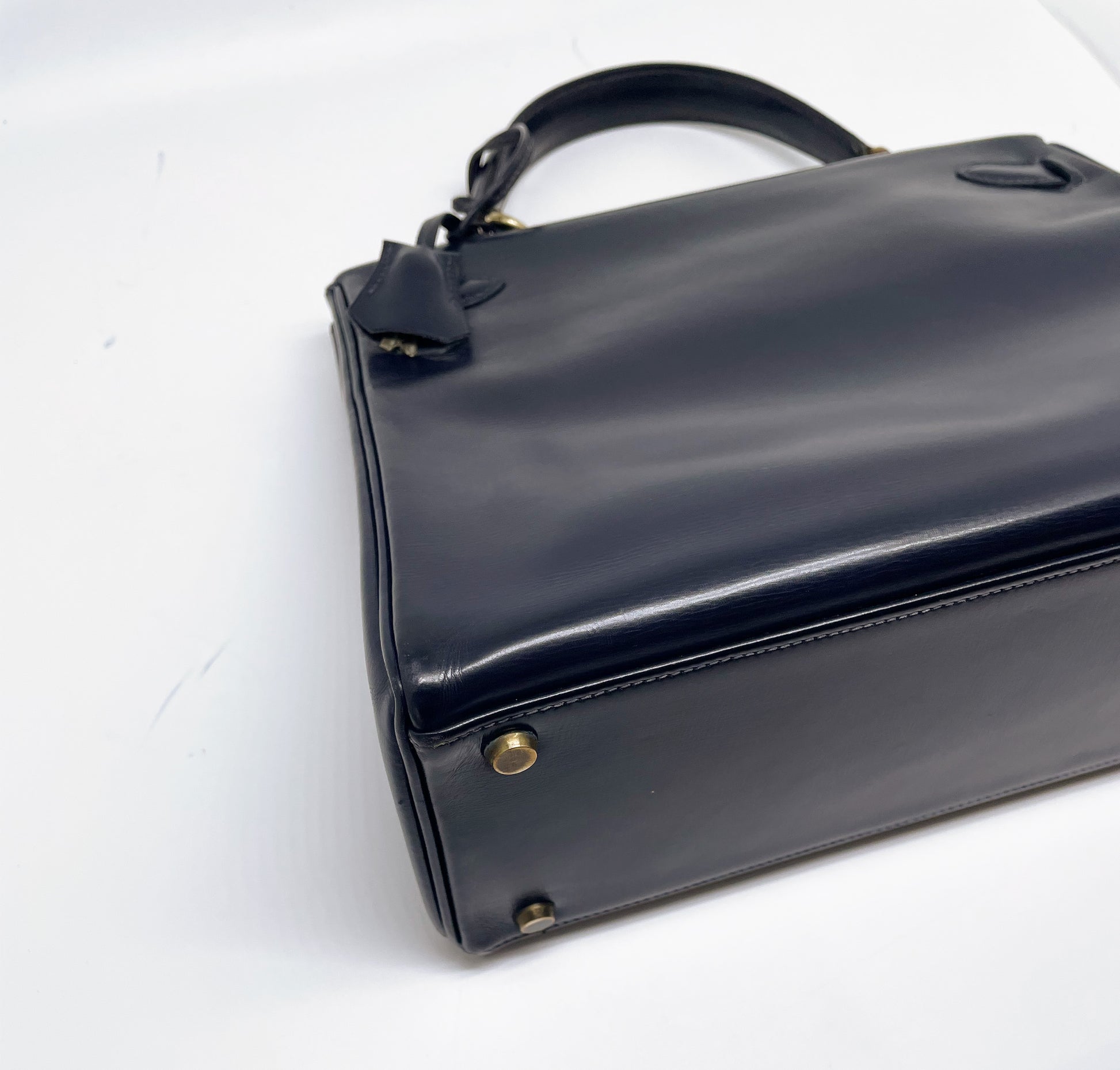 Sac à main Hermès Kelly 28 cm en Box Bleu - Soline