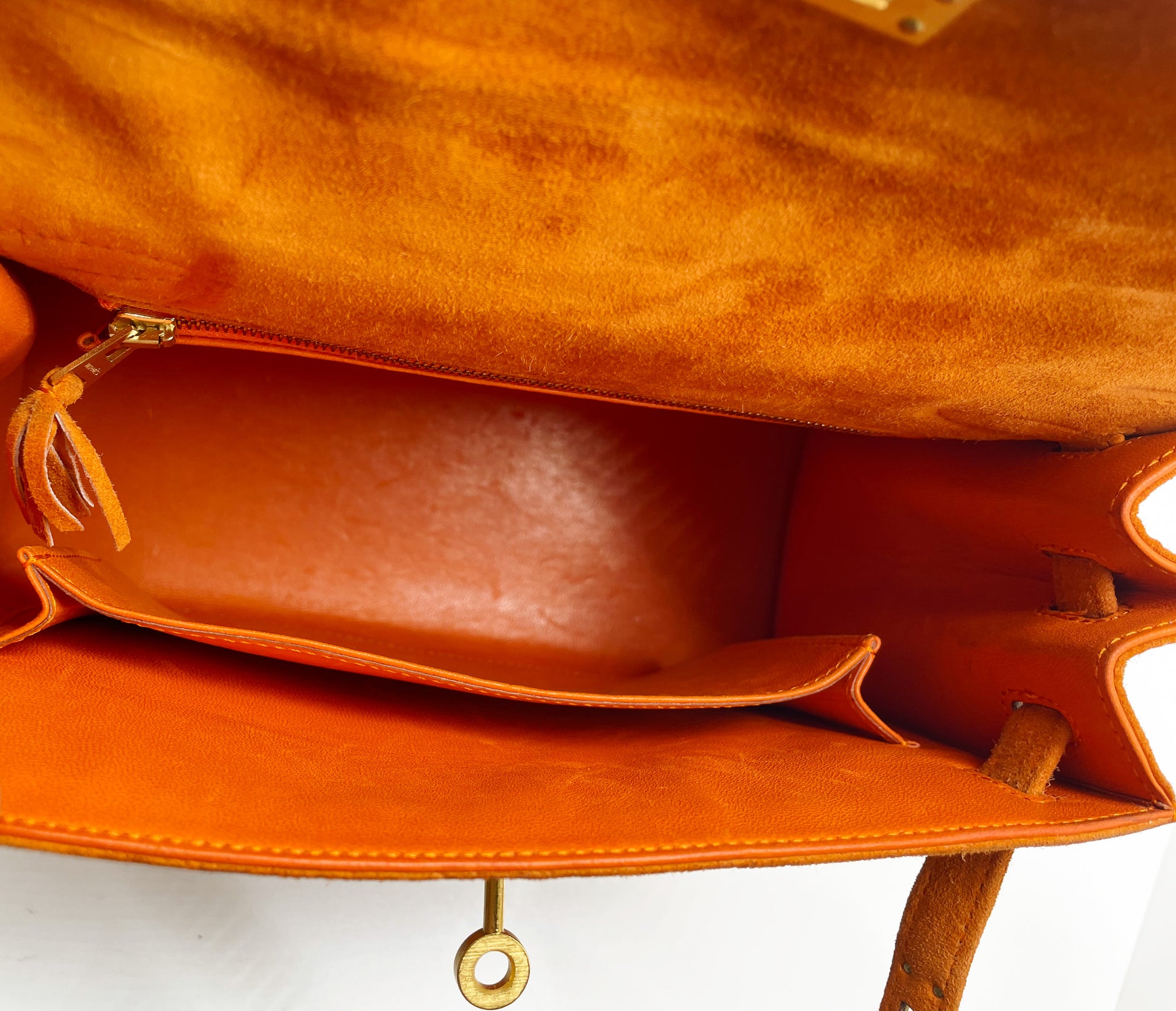 Sac à main Hermès Kelly 25 cm en veau Doblis Orange H - Soline