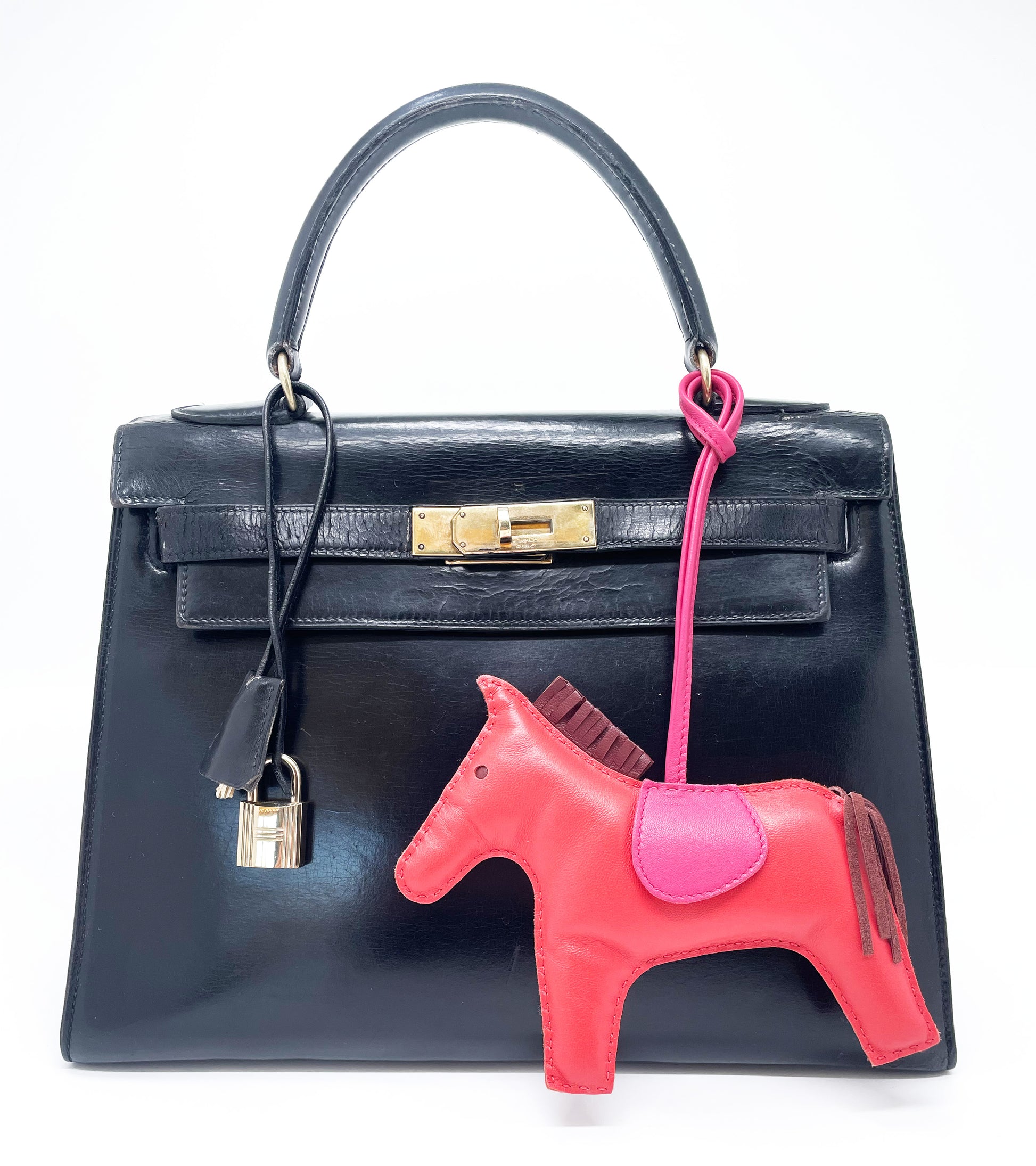 Sac à Main Hermès Kelly 28 en Cuir box noir sellier - Soline