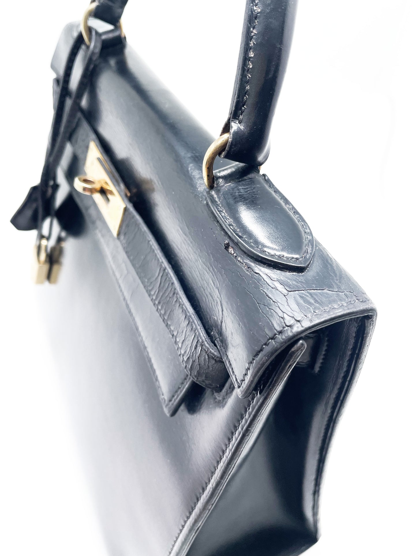 Sac à Main Hermès Kelly 28 en Cuir box noir sellier - Soline