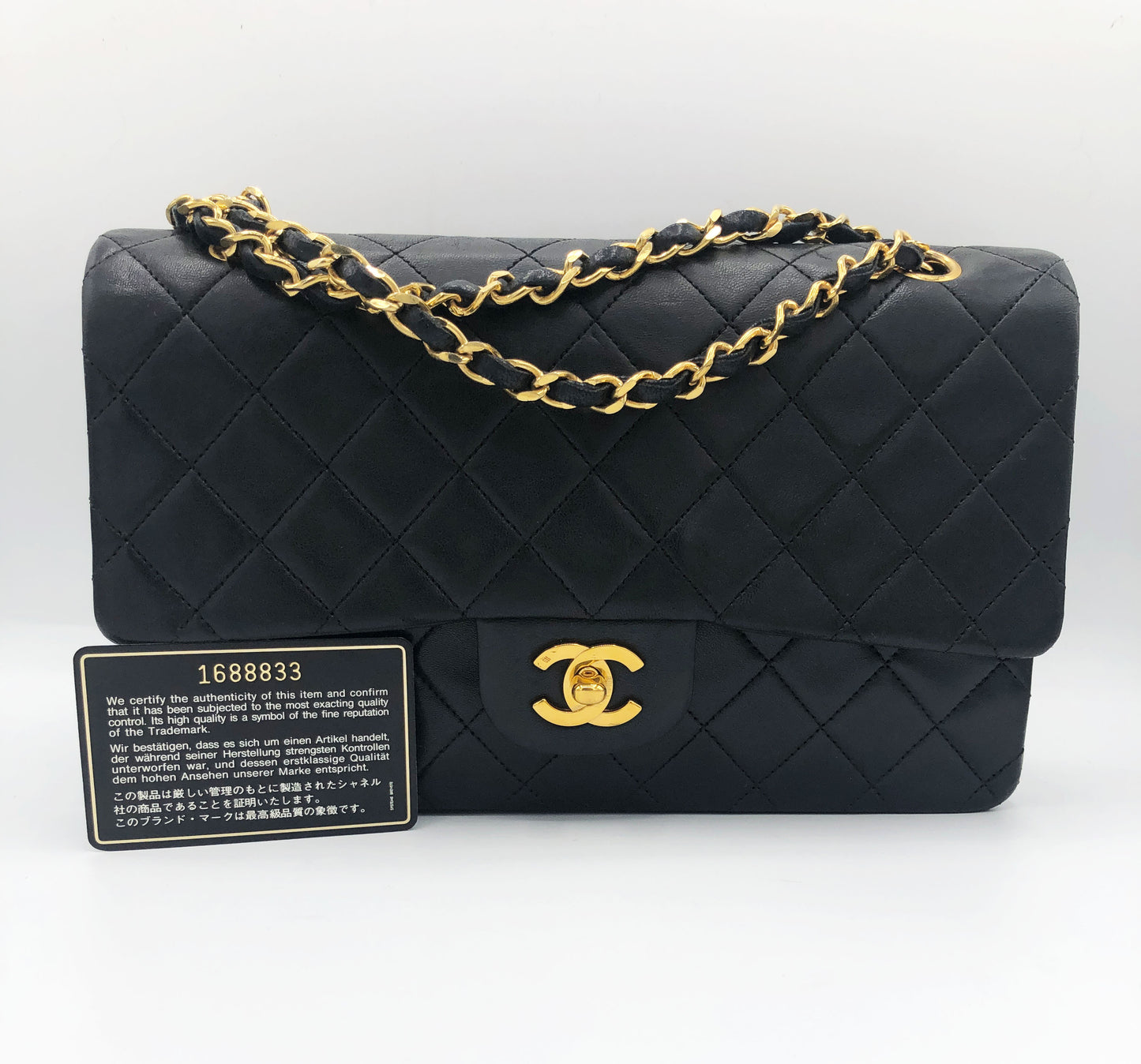 Sac Chanel Classique / Timeless 25 Vintage en cuir noir