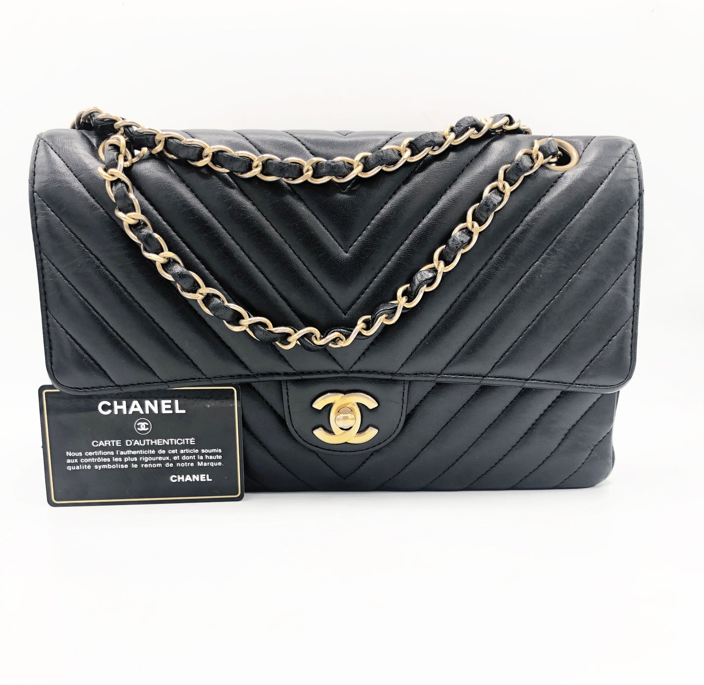 Sac Chanel Classique/Timeless medium 11.12 chevron noir
