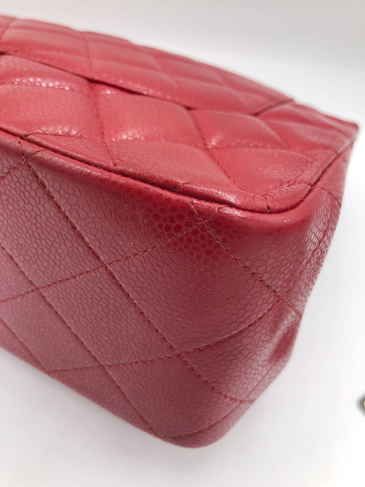 Grand Sac Chanel classique / timeless matelassé en cuir rouge caviar - Soline