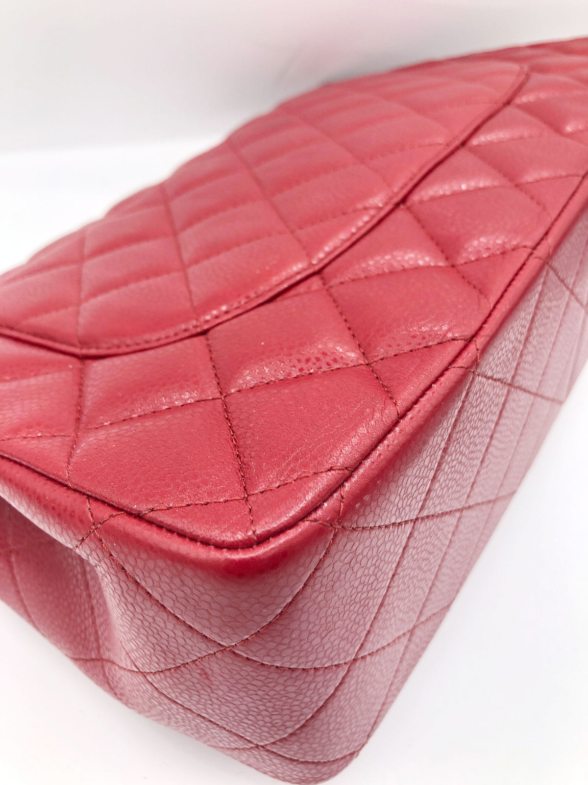 Grand Sac Chanel classique / timeless matelassé en cuir rouge caviar - Soline