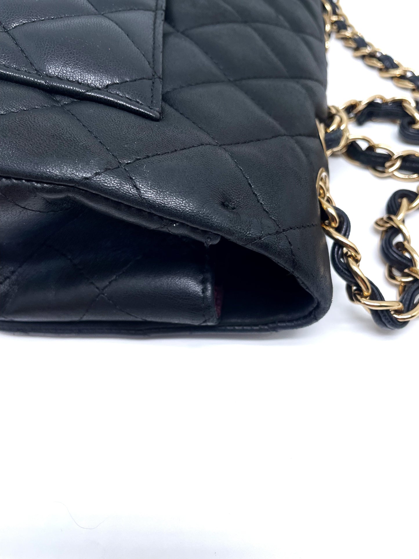 Sac à main rabat chanel Jumbo single flap en cuir noir d'agneau - Soline