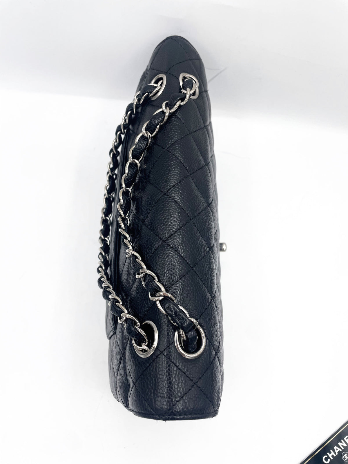 Sac Chanel Classique veau grainé & métal argenté noir - Soline
