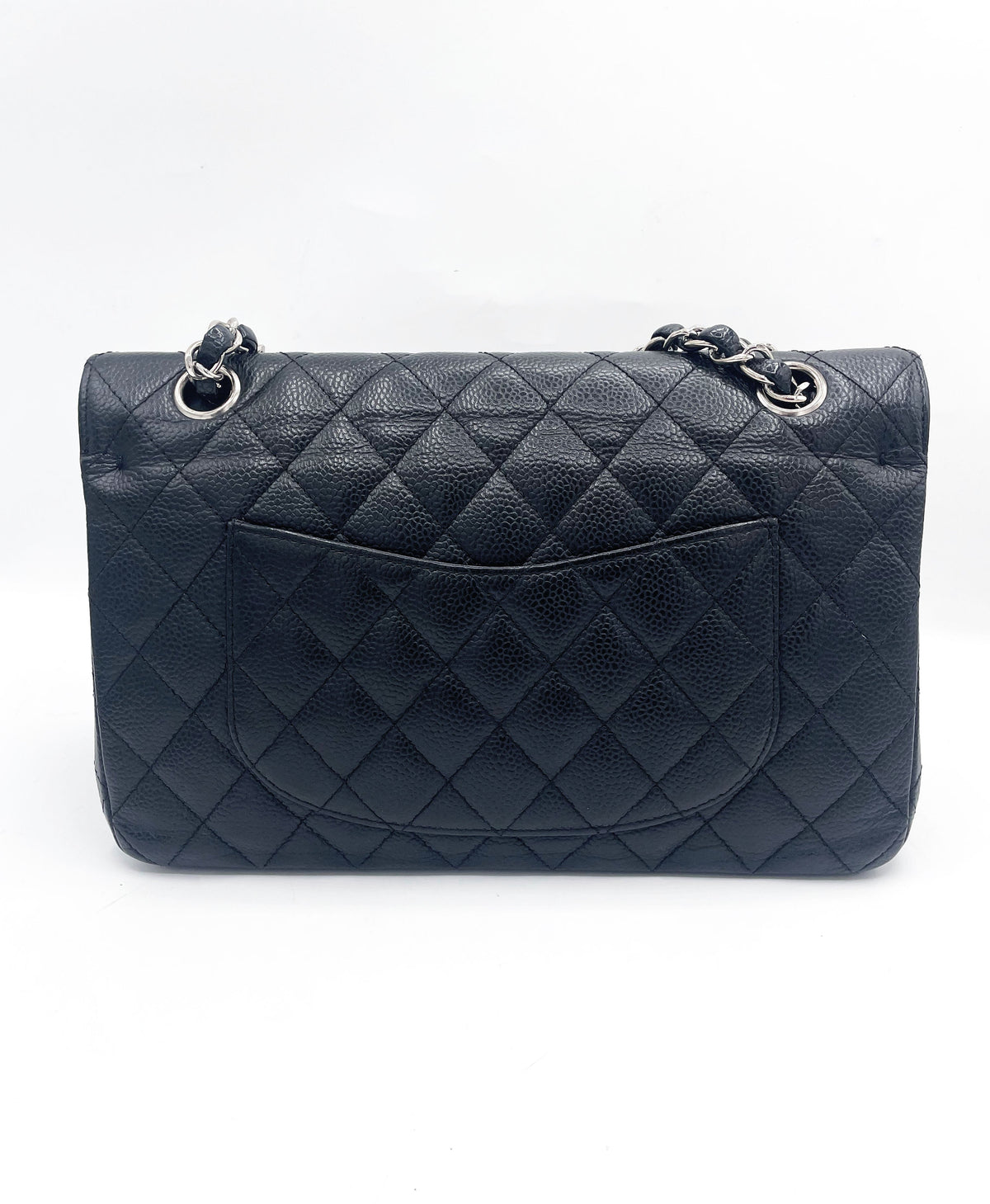 Sac Chanel Classique veau grainé & métal argenté noir - Soline