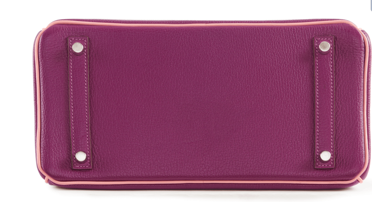 SAC HERMES BIRKIN 30 CM EN CUIR DE CHEVRE ROSE ET VIOLET ANEMONE - Soline