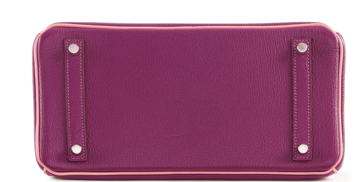 SAC HERMES BIRKIN 30 CM EN CUIR DE CHEVRE ROSE ET VIOLET ANEMONE - Soline