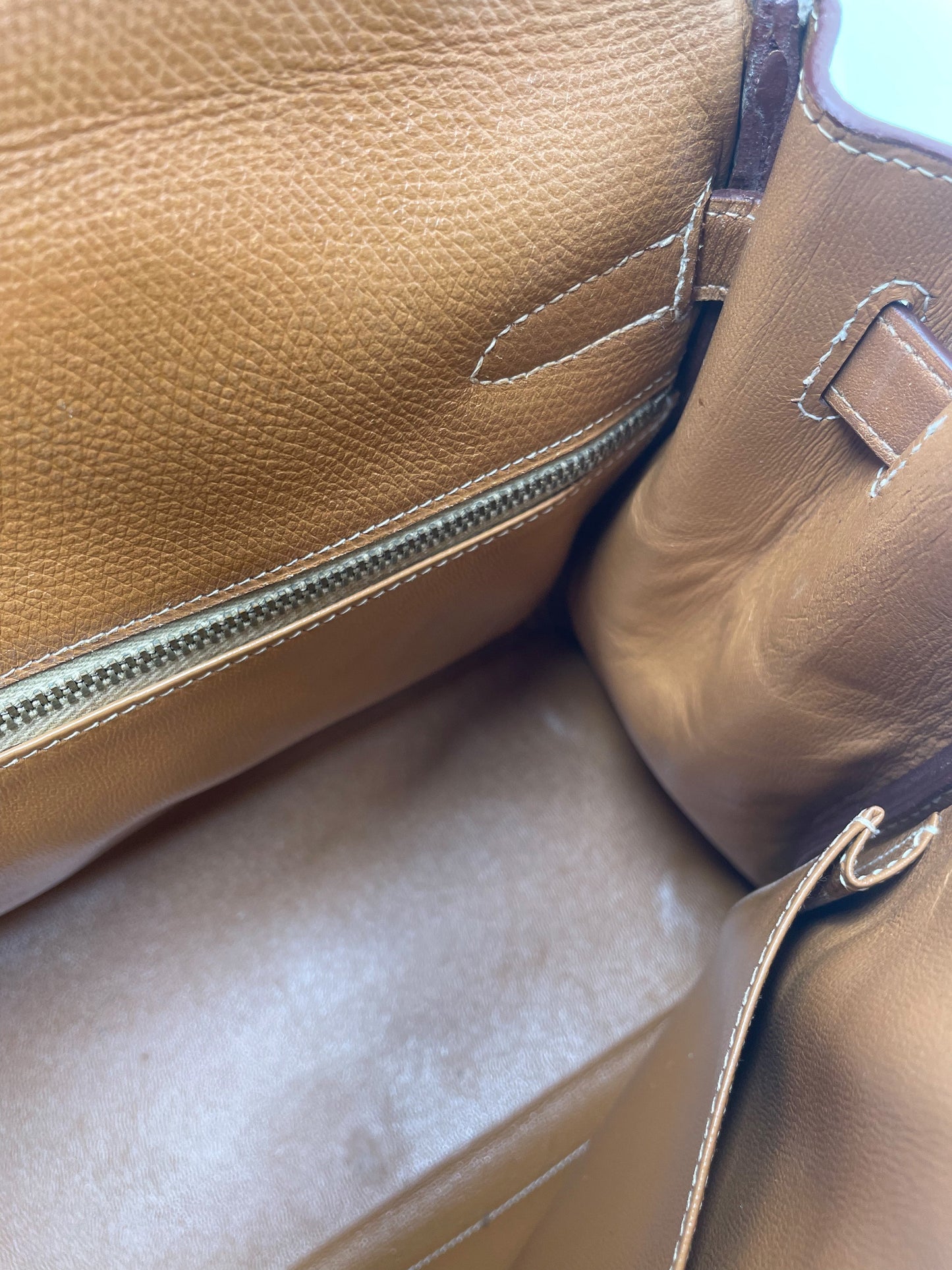 Sac Hermès Kelly 32 cm en cuir courchevel gold - Soline