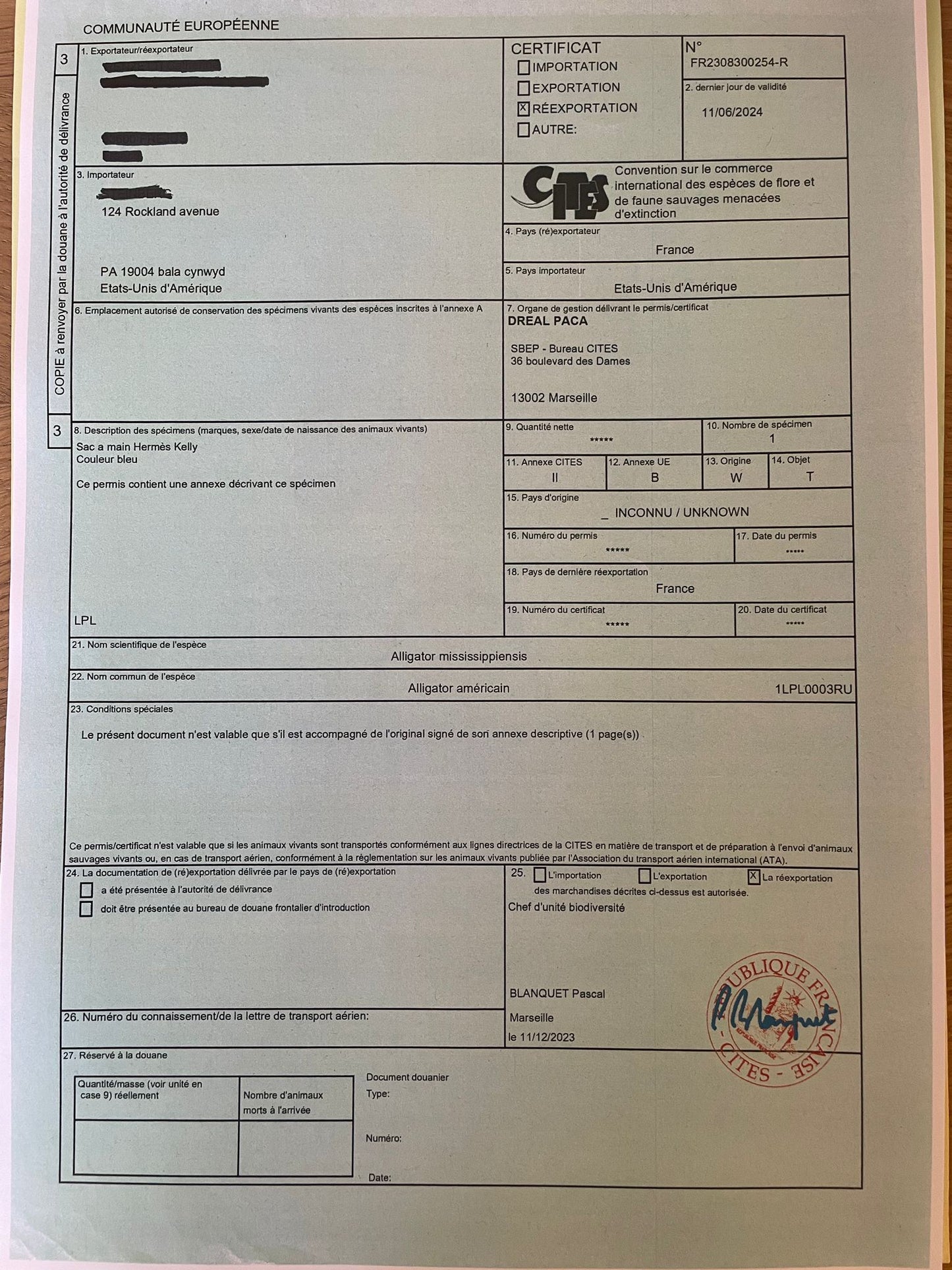 Sac Hermès Kelly retourné 35 en cuir Alligator mat Mykonos. - Soline