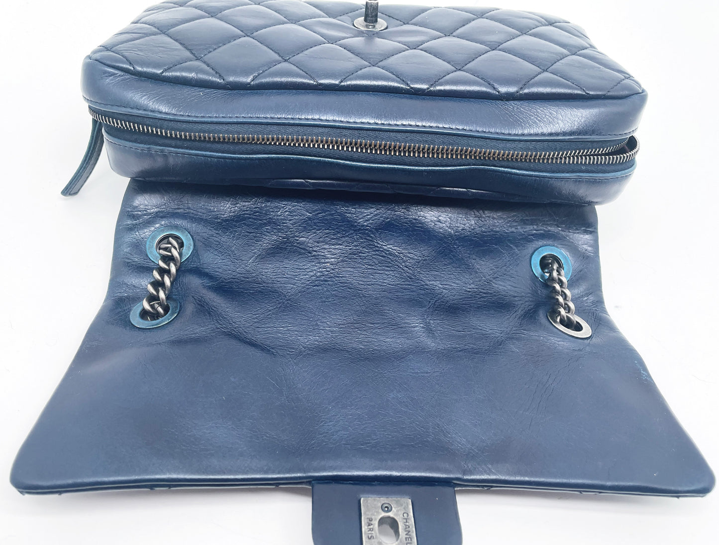 Super Sac Chanel Timeless en cuir d'agneau bleu - Soline