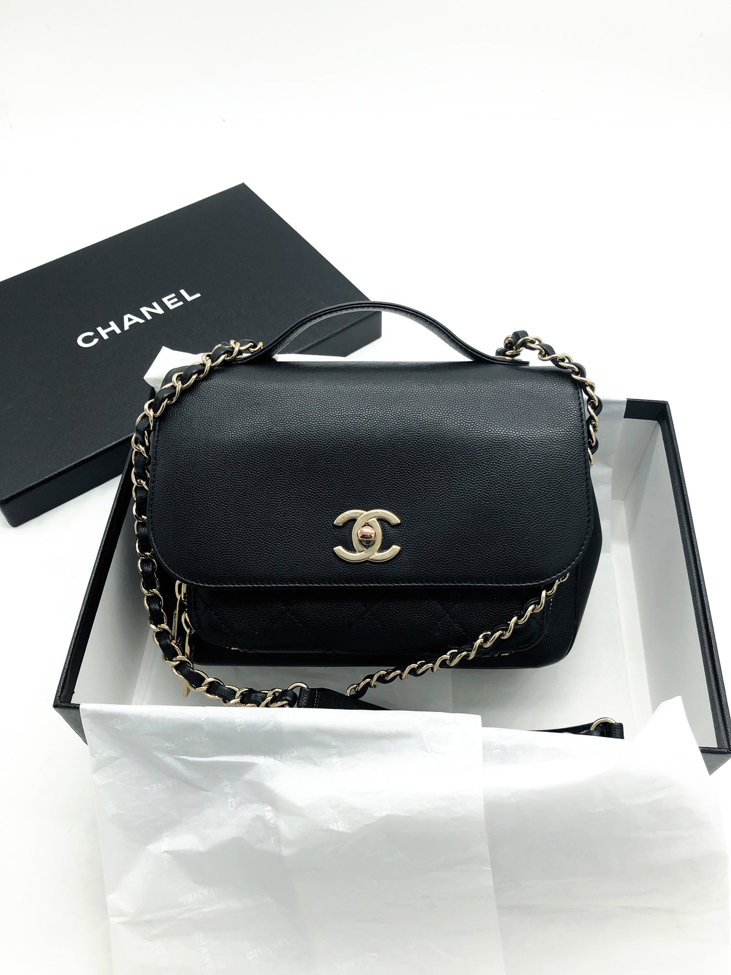 Chanel black Business Affinity bag full caviar leather - Soline
