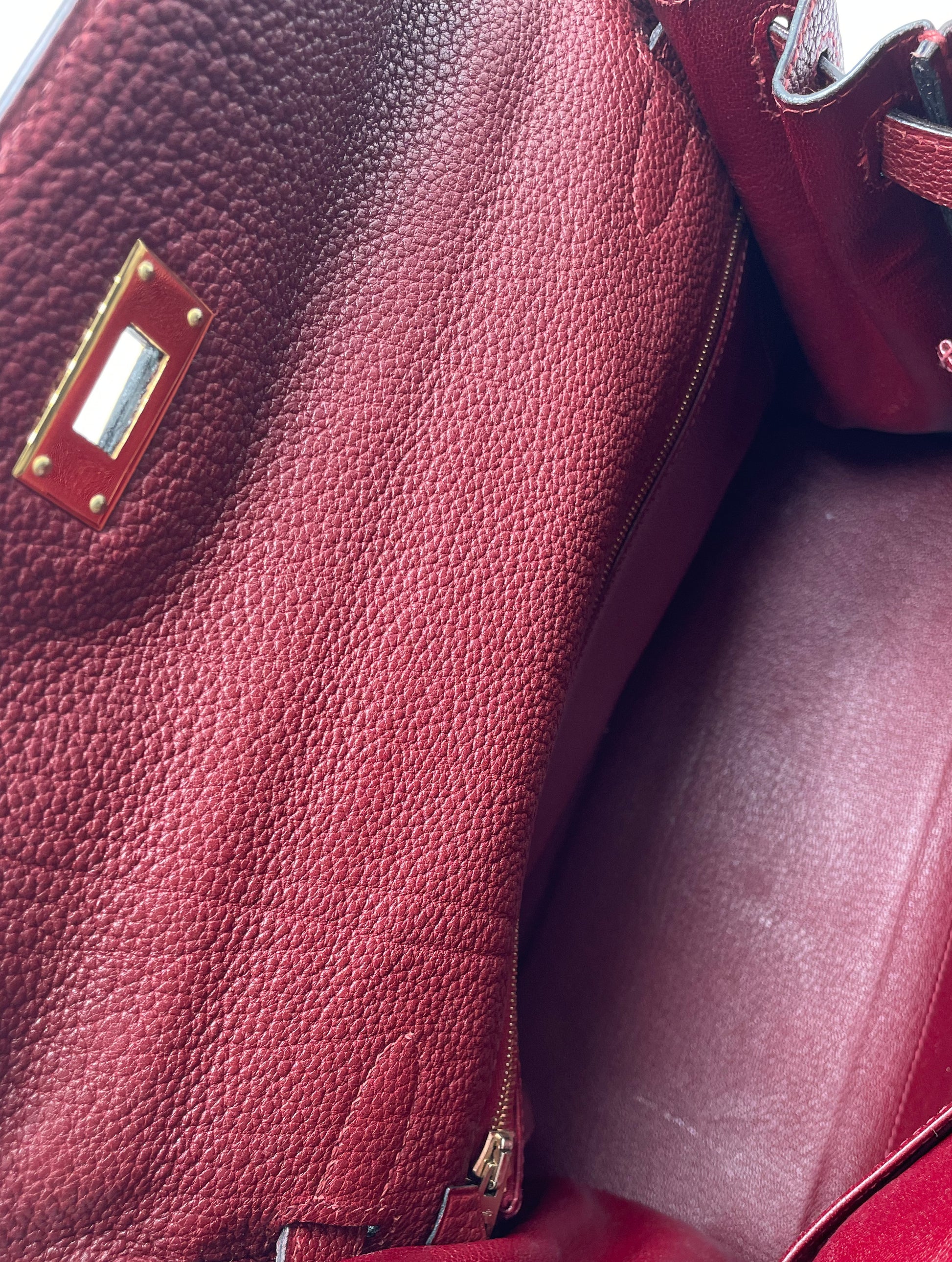 Sac à main Hermès Kelly retourné 28 en cuir Togo Bordeaux - Soline