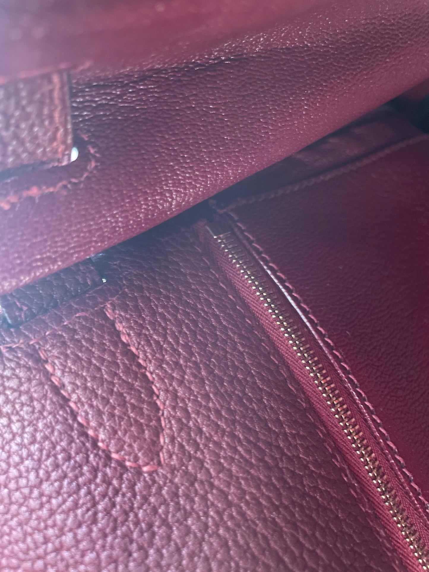 Sac à main Hermès Kelly retourné 28 en cuir Togo Bordeaux - Soline
