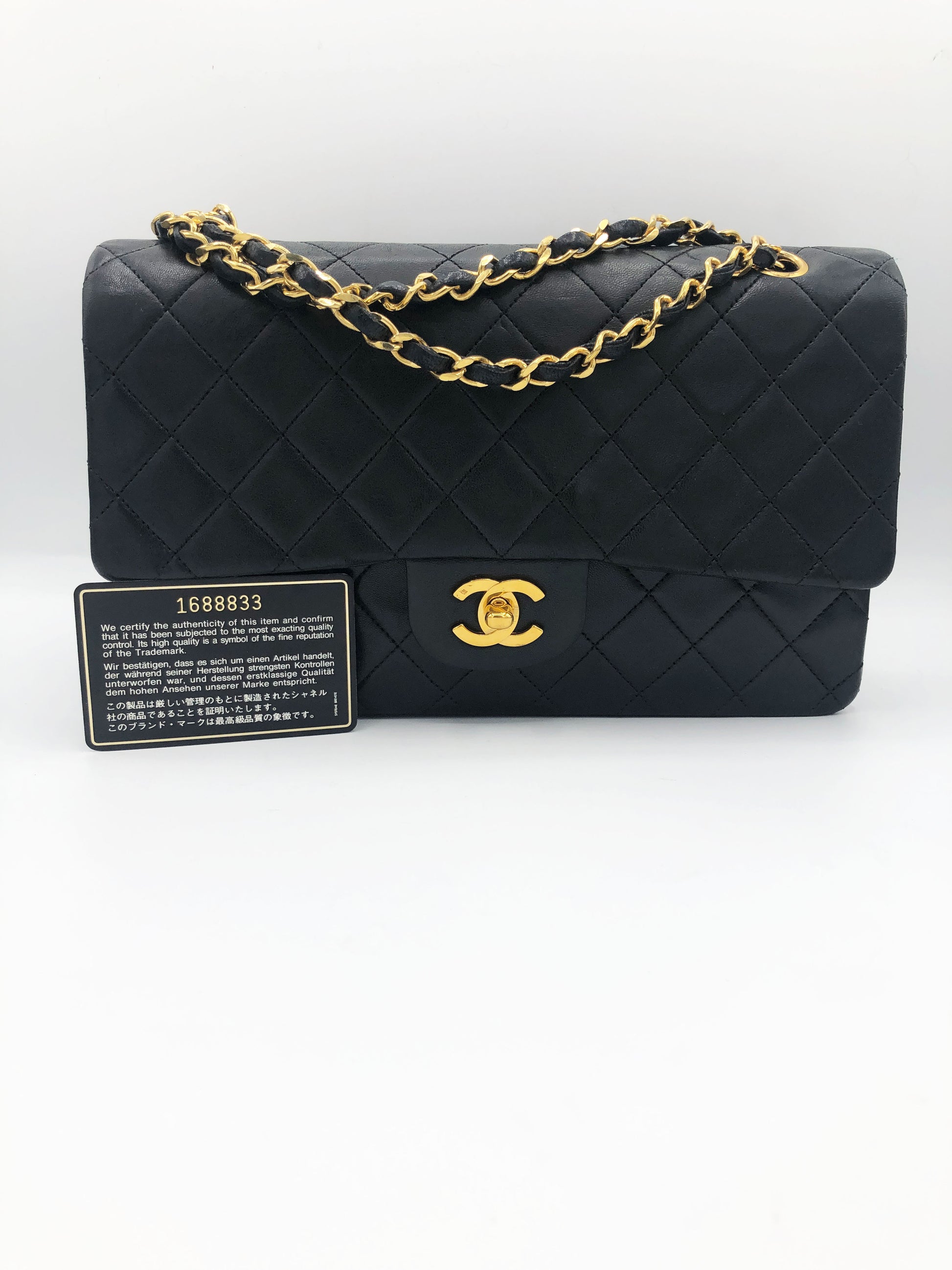 Sac Chanel Classique / Timeless 25 Vintage en cuir noir