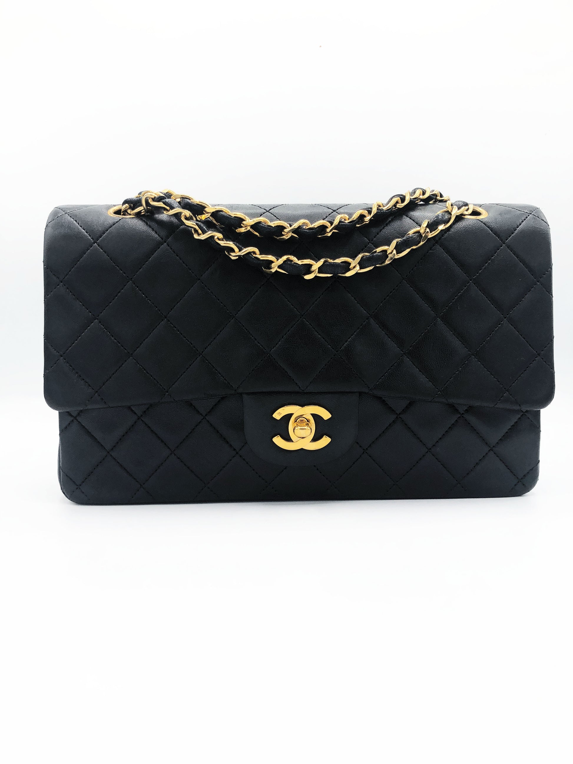 Sac Chanel Classique / Timeless 25 Vintage en cuir noir