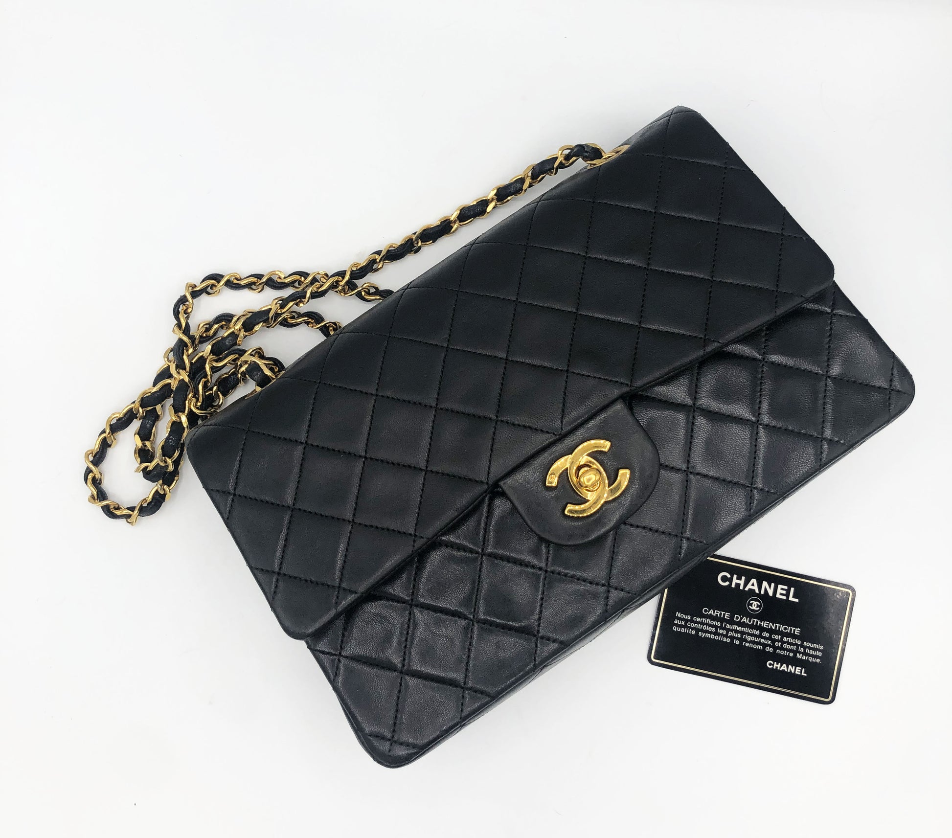 Sac Chanel Classique / Timeless 25 Vintage en cuir noir
