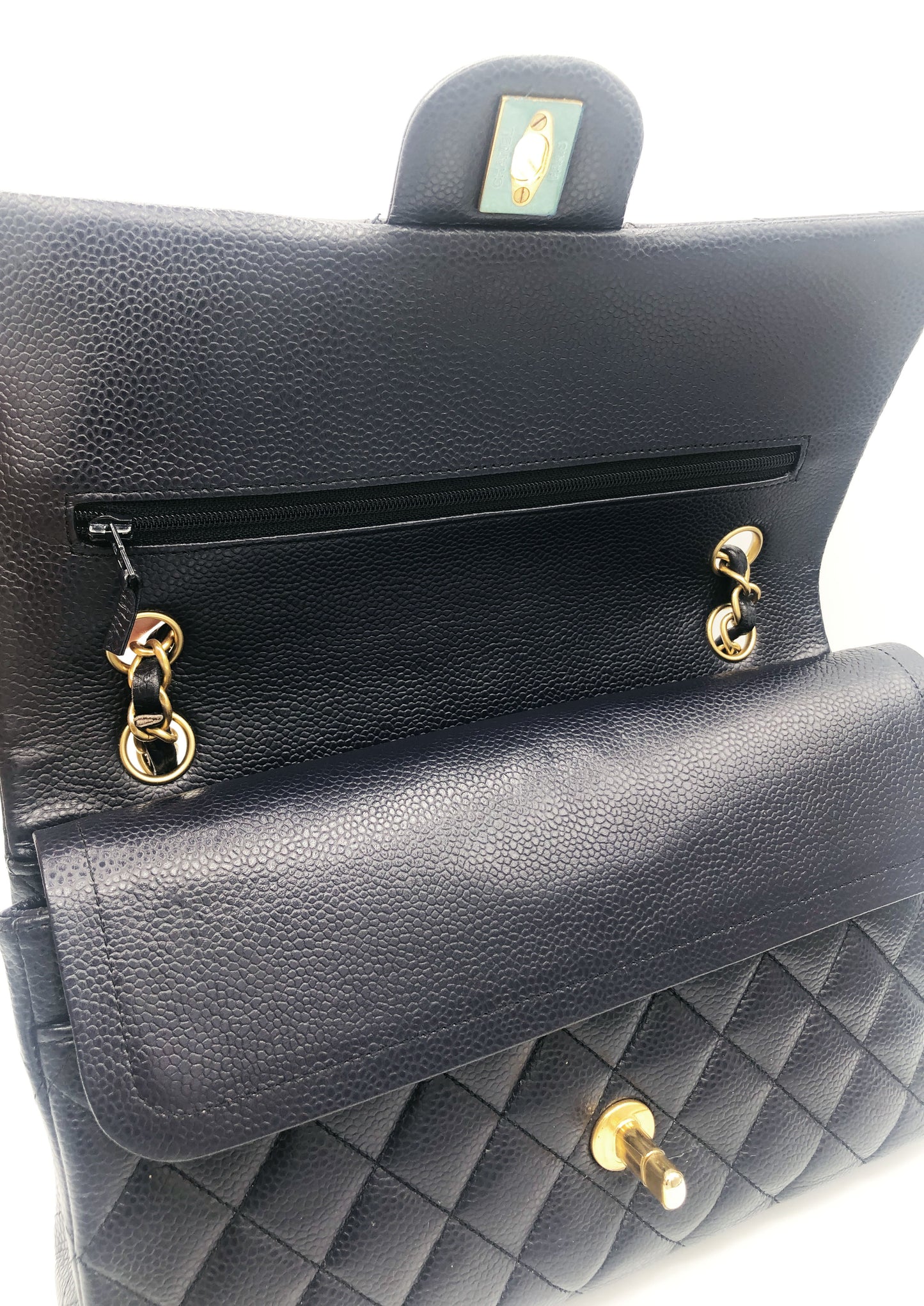 CHANEL- SAC CLASSIQUE 11.12 CAVIAR BLEU