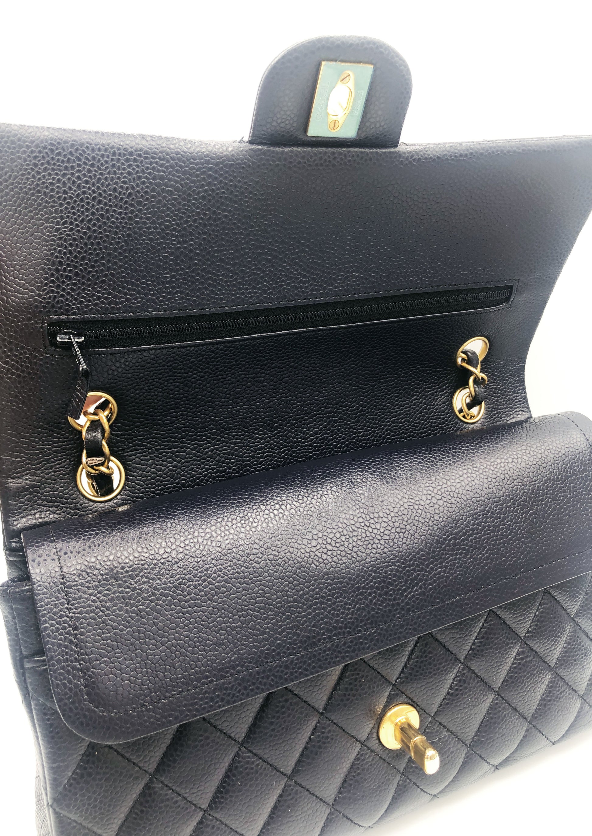 CHANEL- SAC CLASSIQUE 11.12 CAVIAR BLEU