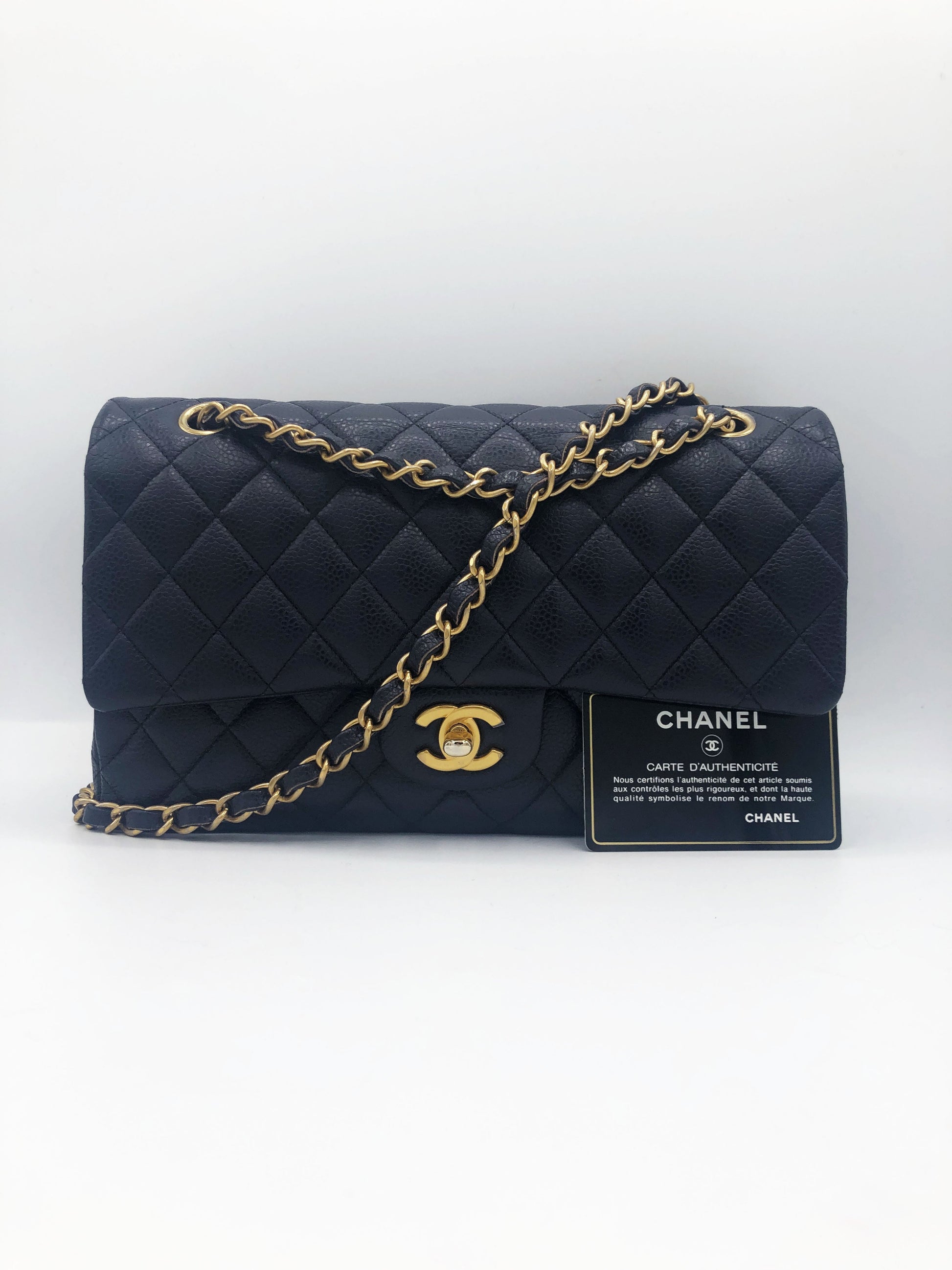 CHANEL- SAC CLASSIQUE 11.12 CAVIAR BLEU