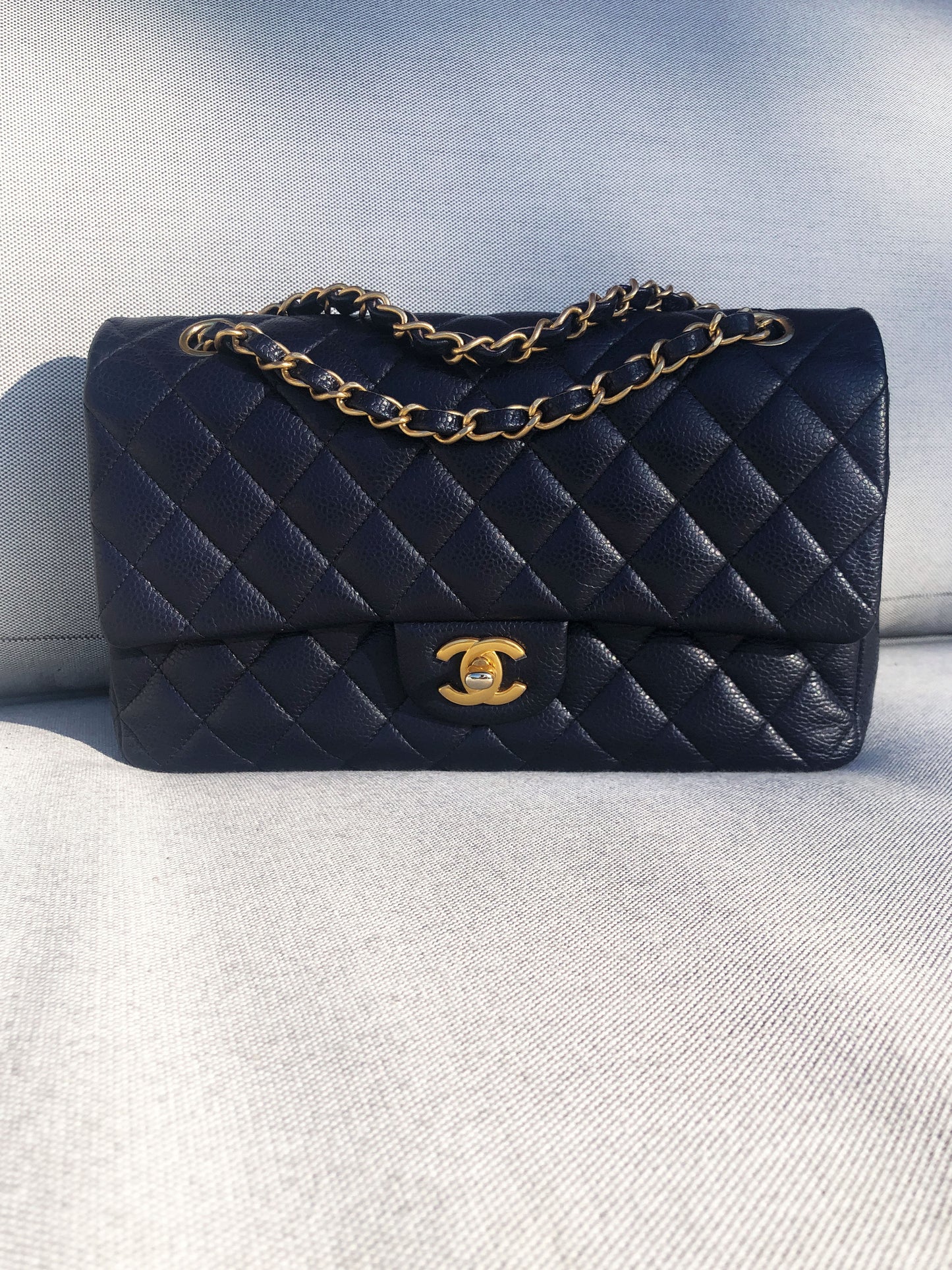 CHANEL- SAC CLASSIQUE 11.12 CAVIAR BLEU