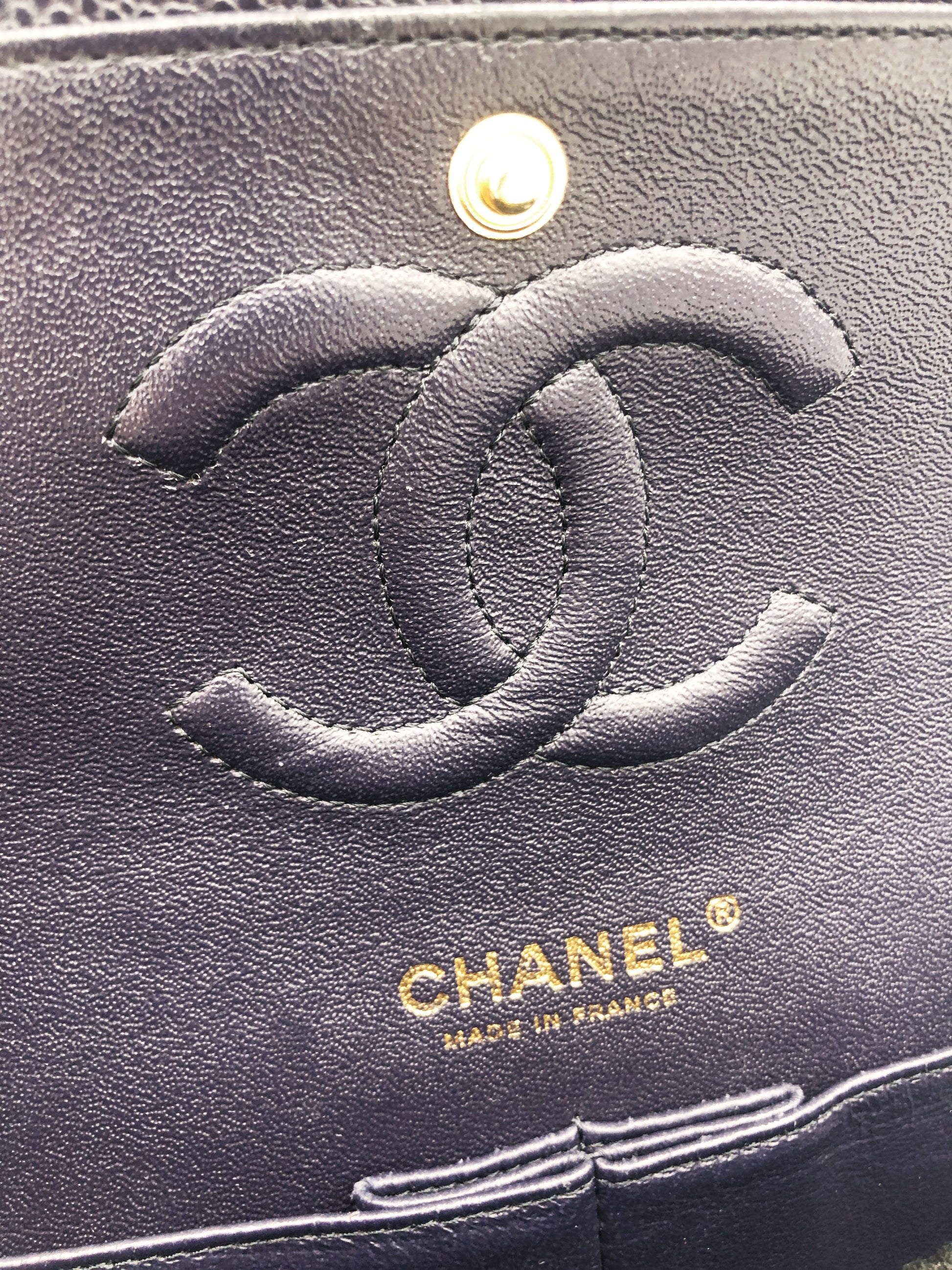 CHANEL- SAC CLASSIQUE 11.12 CAVIAR BLEU
