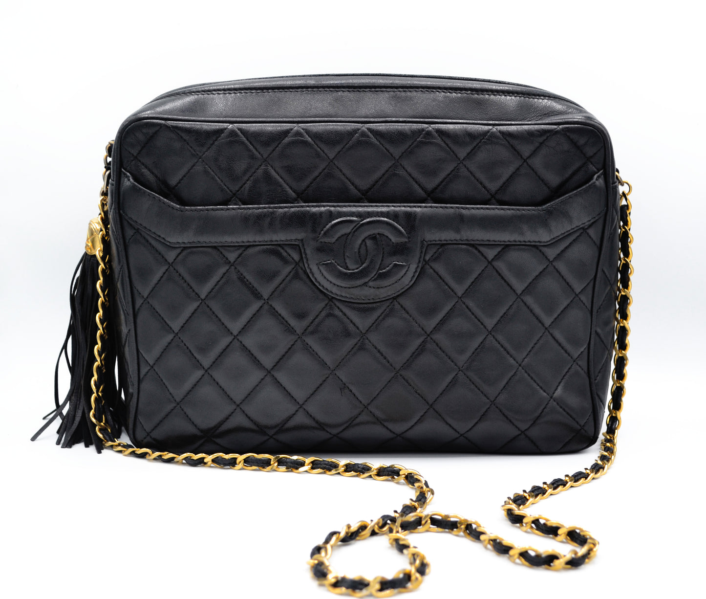 Sac Chanel Caméra 28 cm Vintage cuir noir - Soline