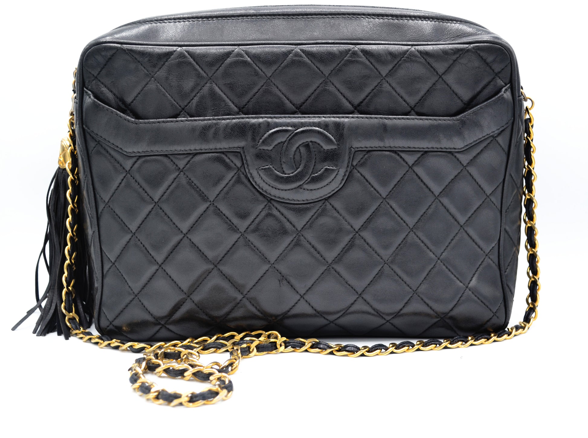 Sac Chanel Caméra 28 cm Vintage cuir noir - Soline