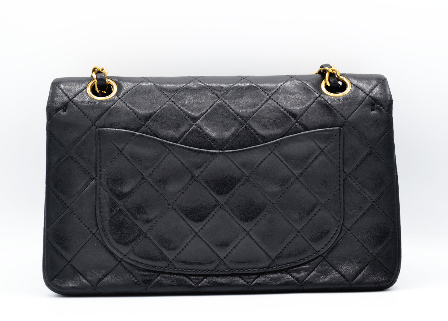 SAC BANDOULIÈRE CHANEL TIMELESS 23CM DOUBLE FLAP EN CUIR MATELASSE NOIR - Soline