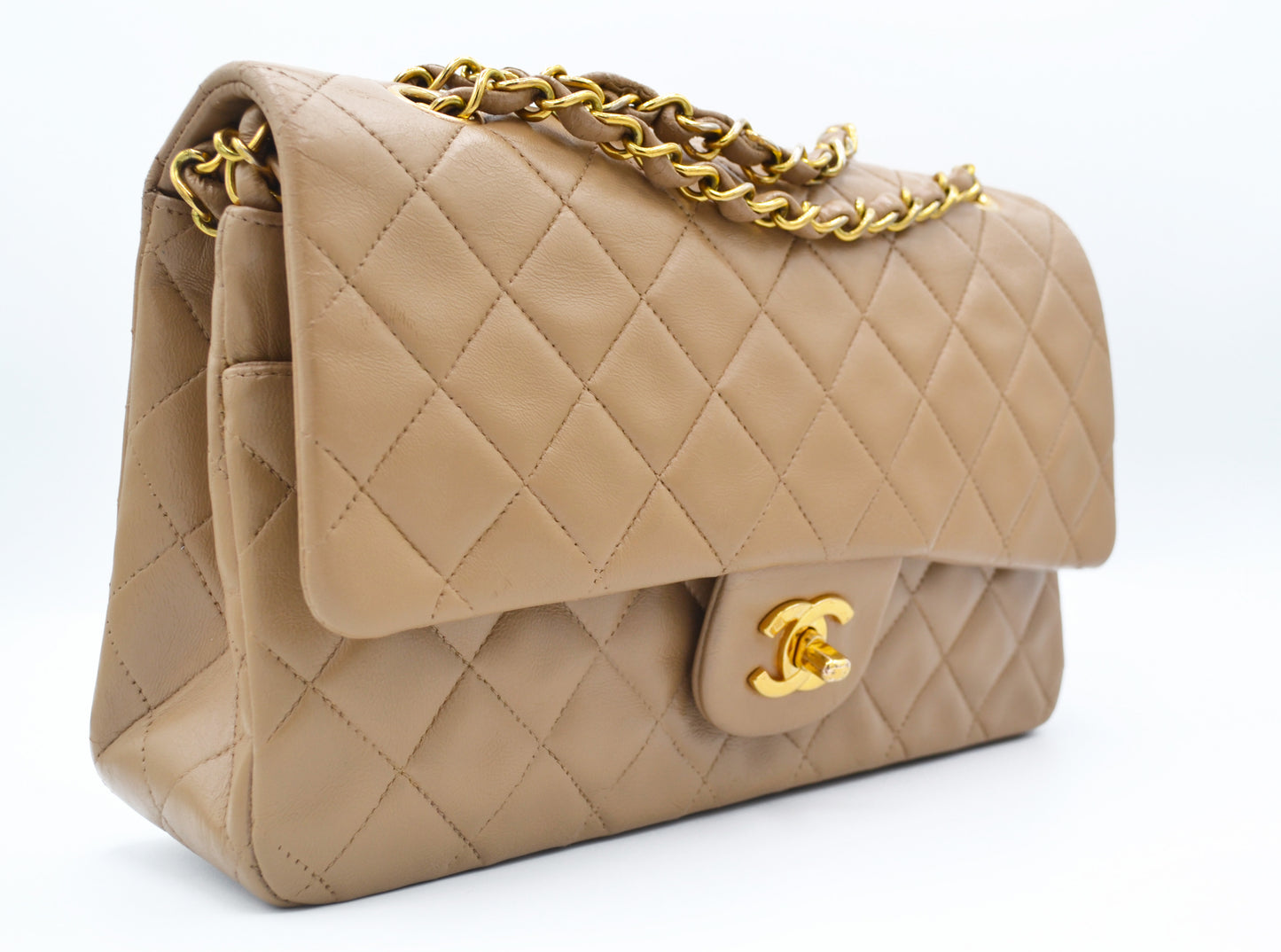 Sac Chanel Timeless en cuir beige - Soline