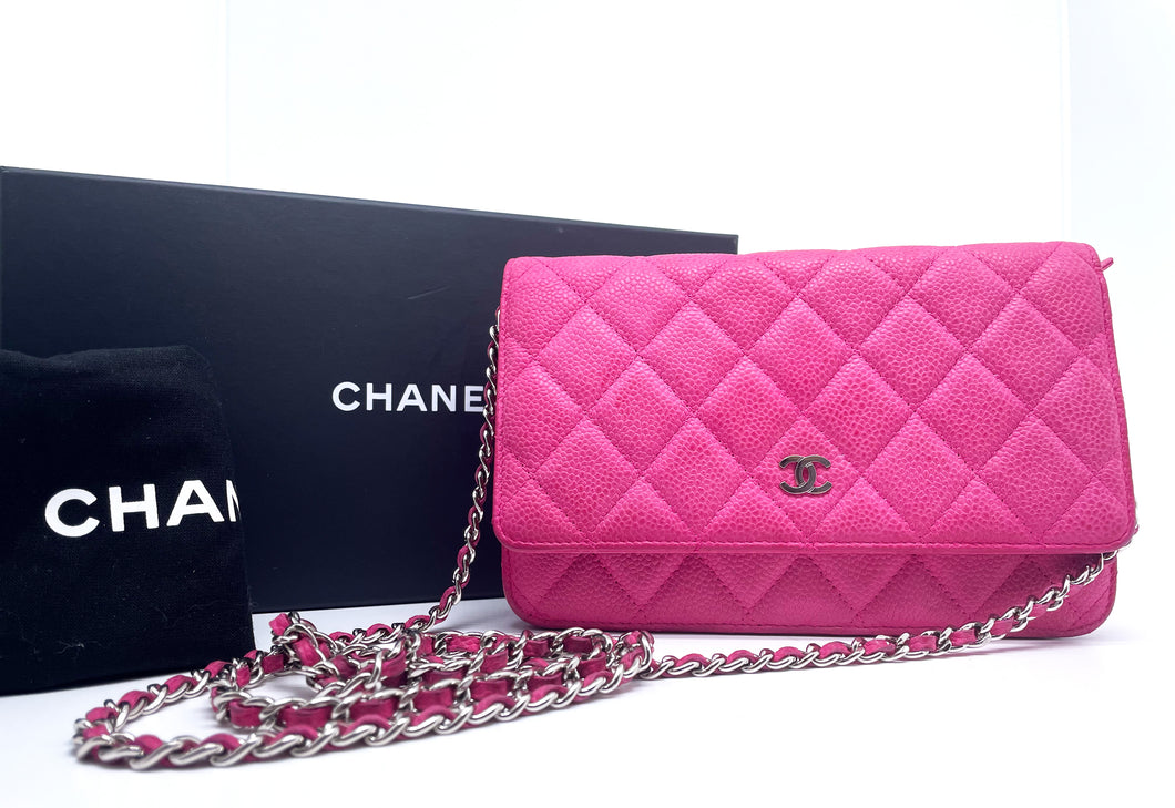 Sac à main Wallet on Chain Chanel Cuir Caviar Rose
