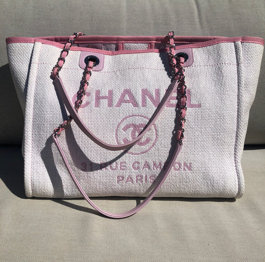 Sac  Chanel Deauville raphia rose
