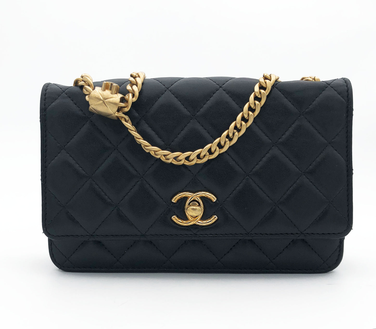 Chanel Sac bandoulière Pearl  Crush wallet on chain cuir noir