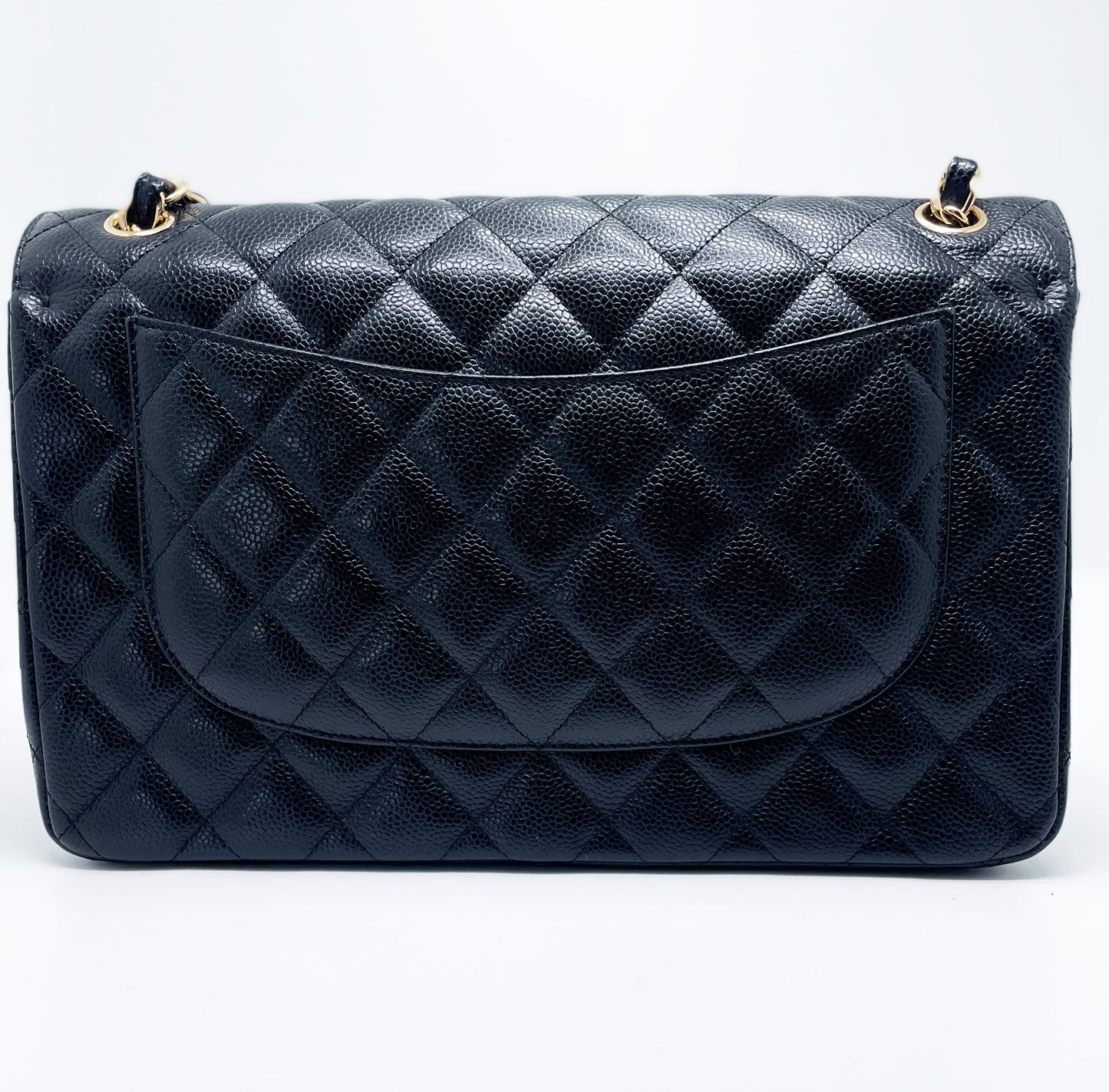 Grand Sac Classique Chanel Veau grainé et métal doré Noir