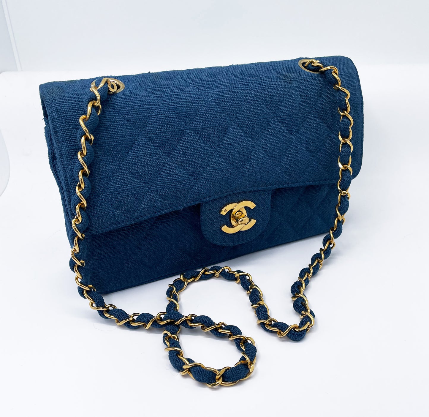 Petit Sac Classique en Denim Chanel Bleu